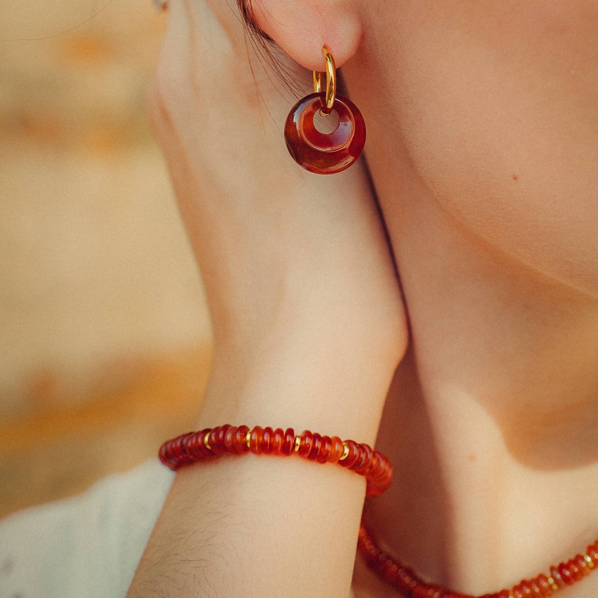 Collier Blima en pierres Agate rouge
