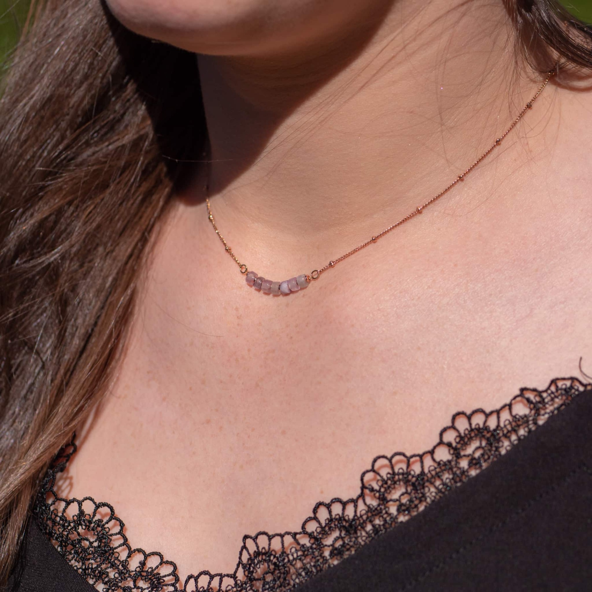 Collier, bracelet et boucles d'oreilles Piana en pierres Améthyste