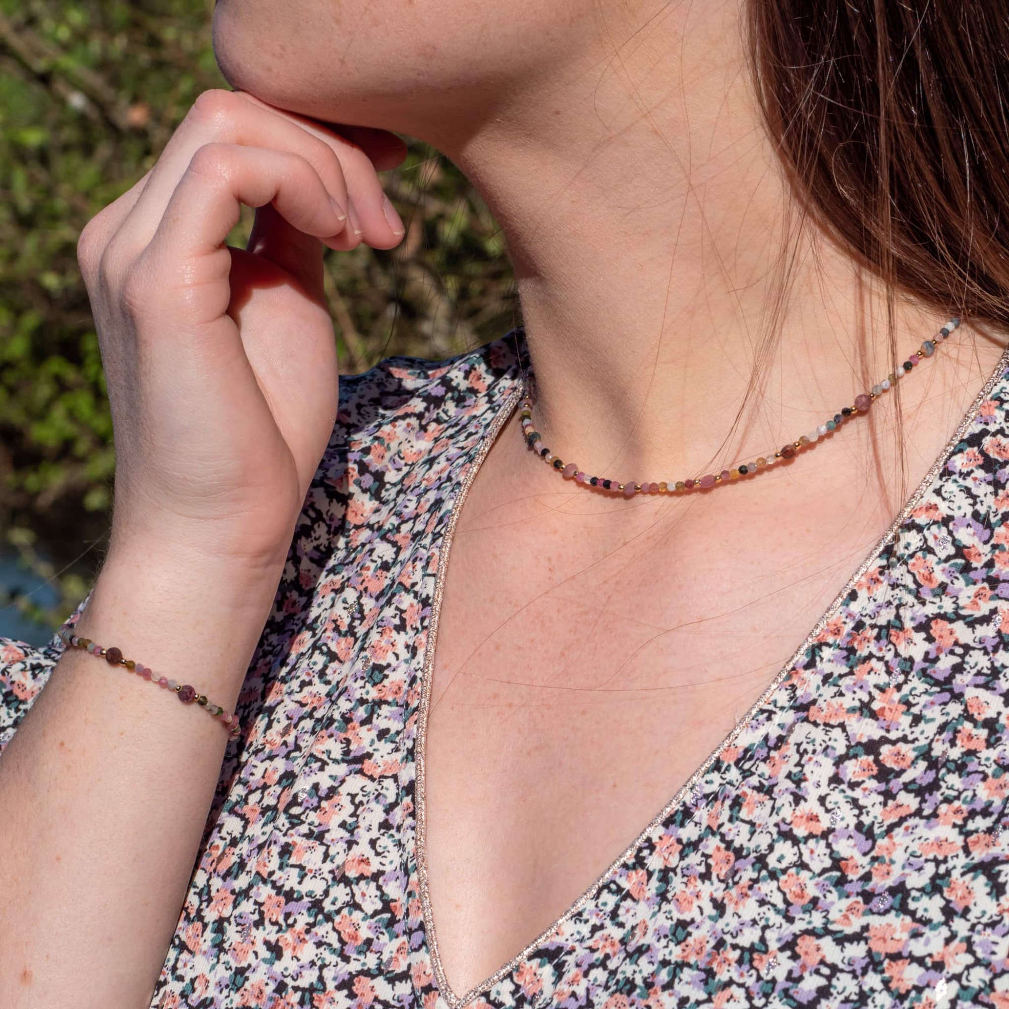 Collier et bracelet Paloma en pierres Tourmaline