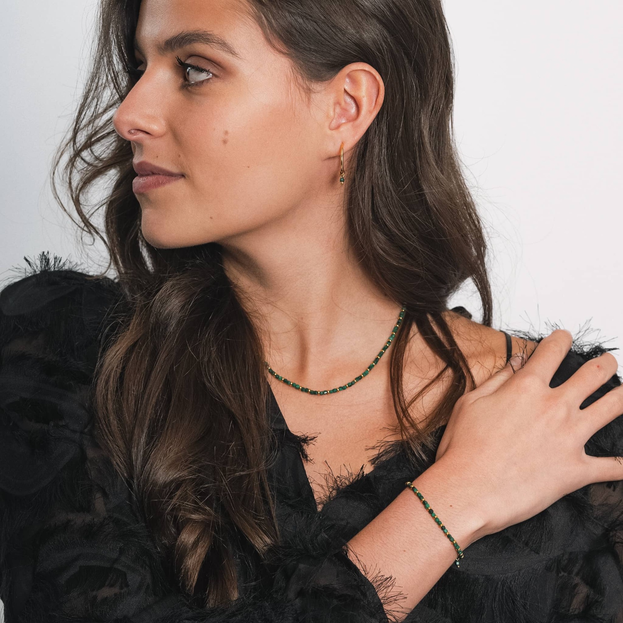 Collier Karia en pierres Malachite