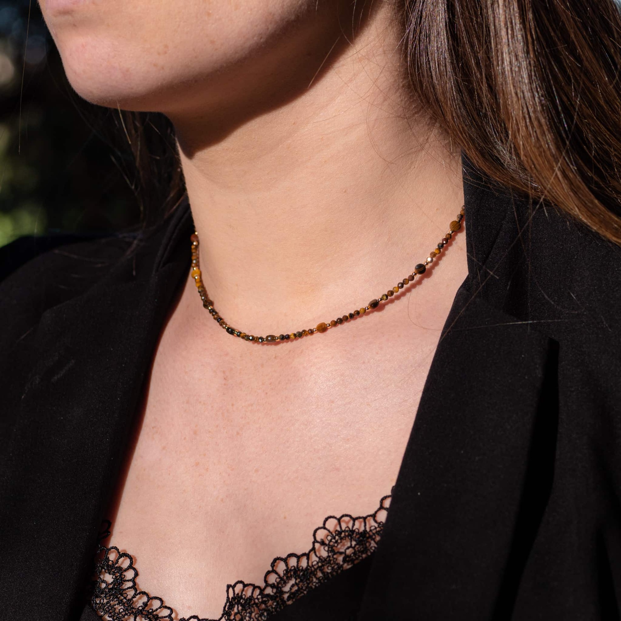 Collier Paloma en pierres Oeil de Tigre