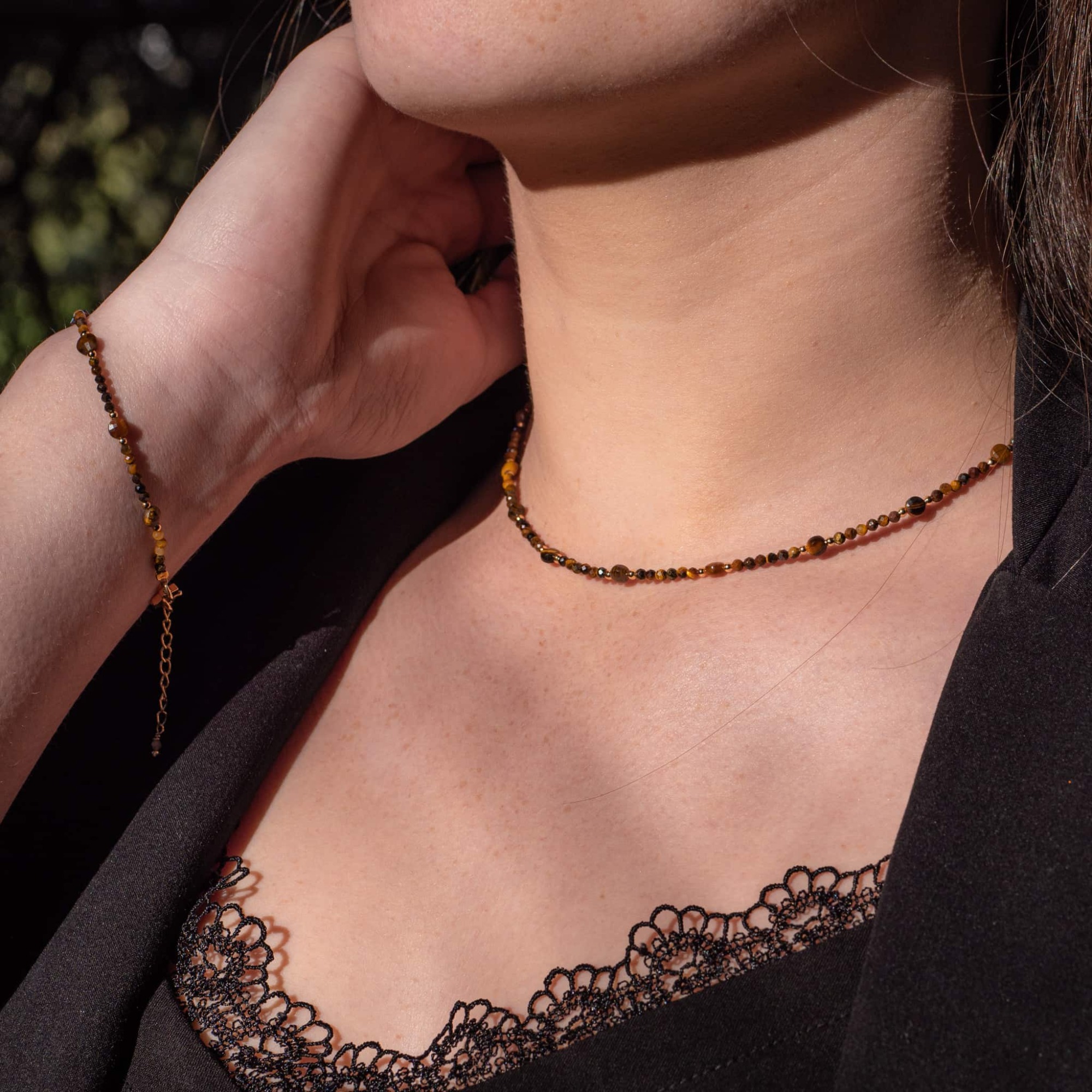 Collier Paloma en pierres Oeil de Tigre
