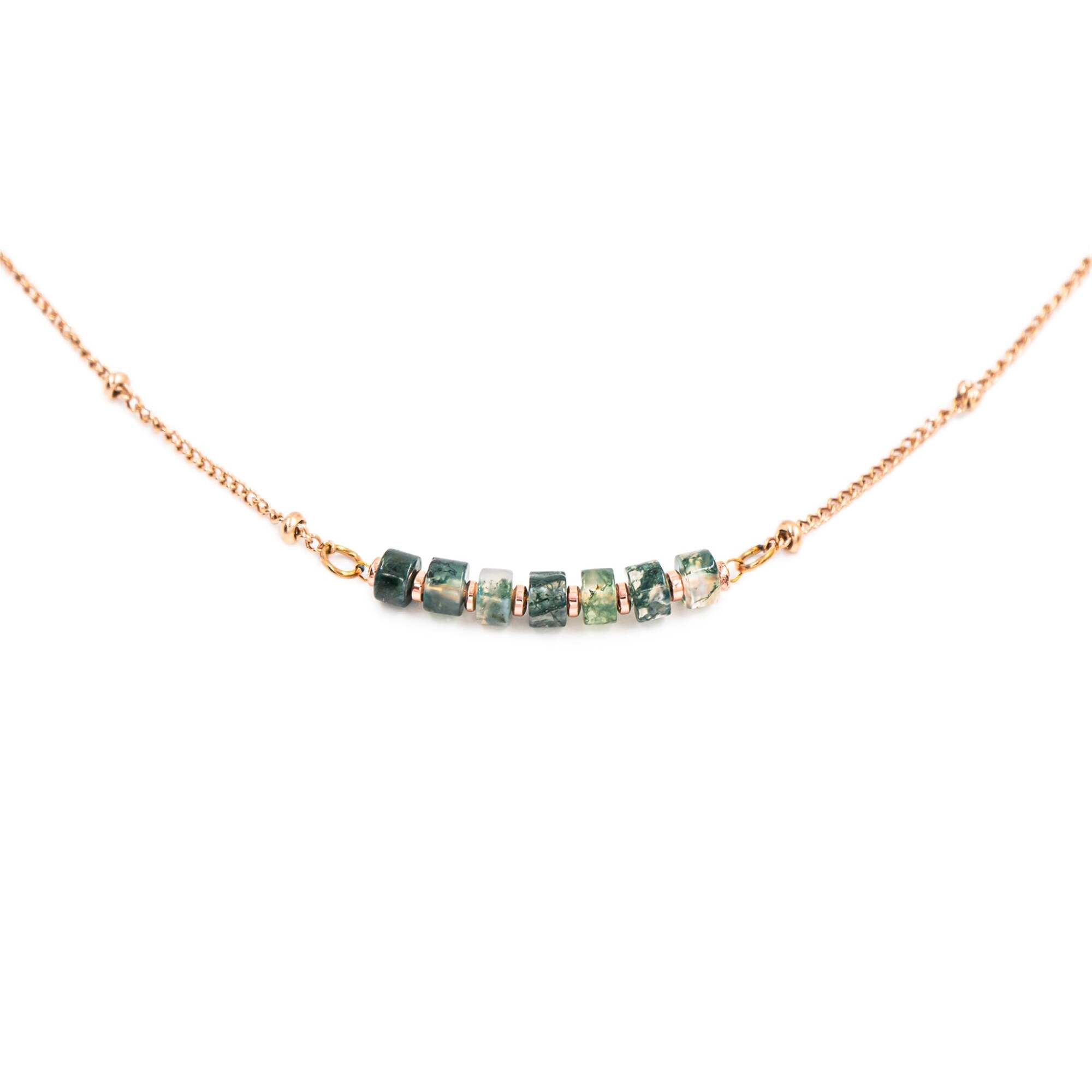 Collier Piana en pierres Agate Aquatique
