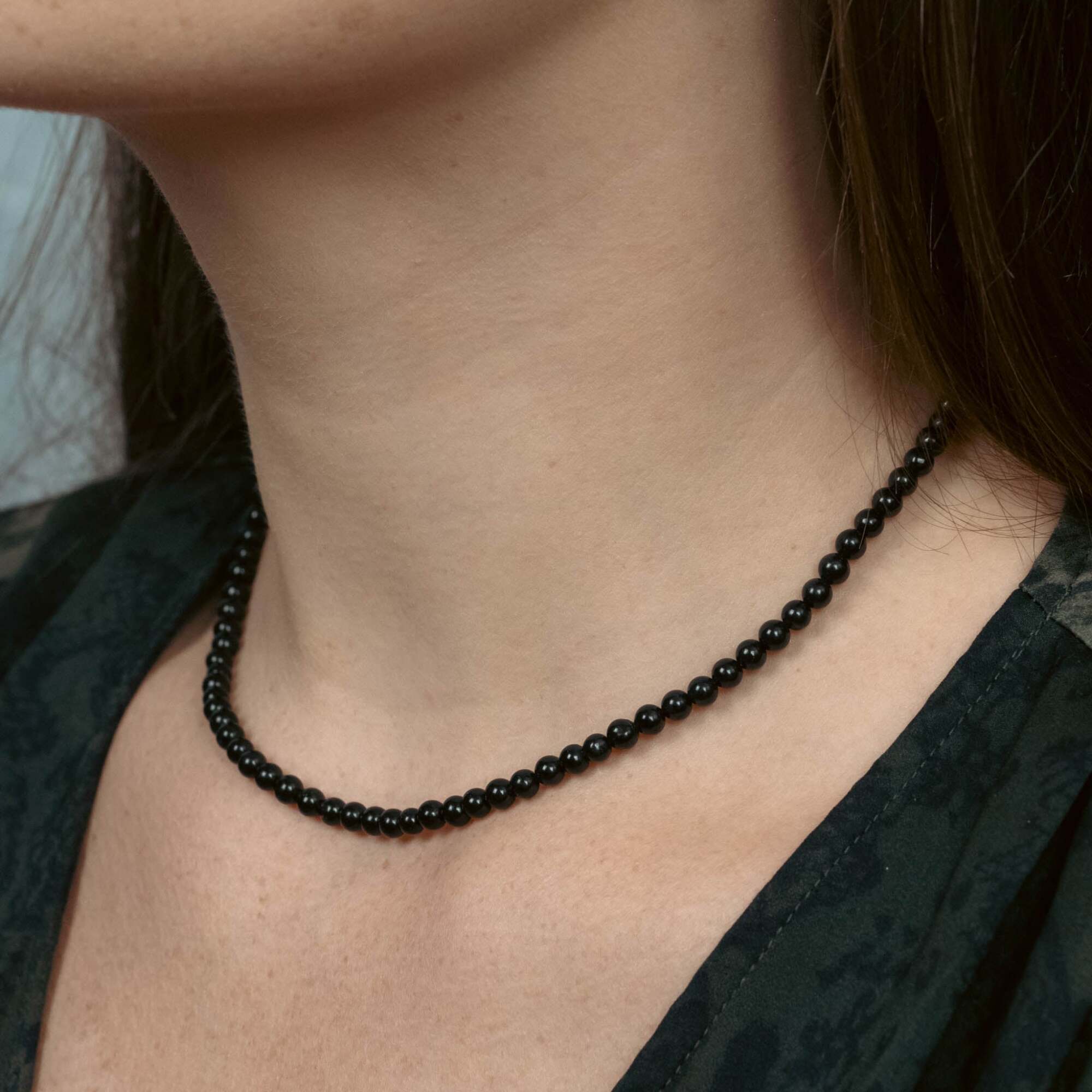 Collier Serena en pierres Obsidienne