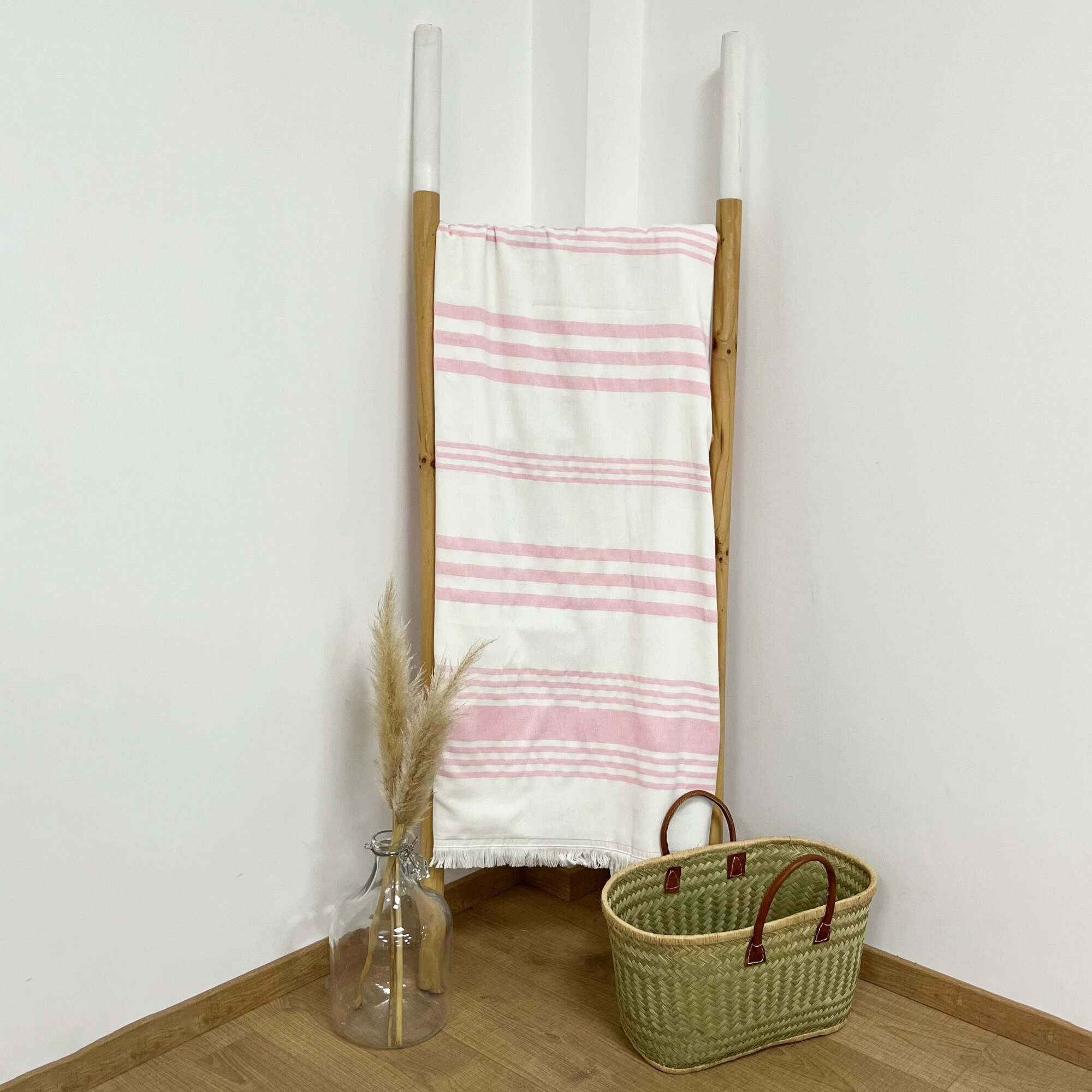 Fouta doublée éponge Karabuk Rose 90x160 400g/m²