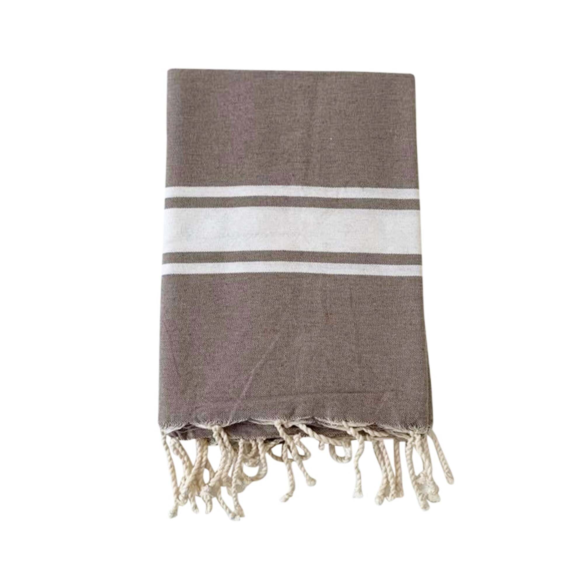 Fouta traditionnelle Kozo Taupe 100x200 190g/m²