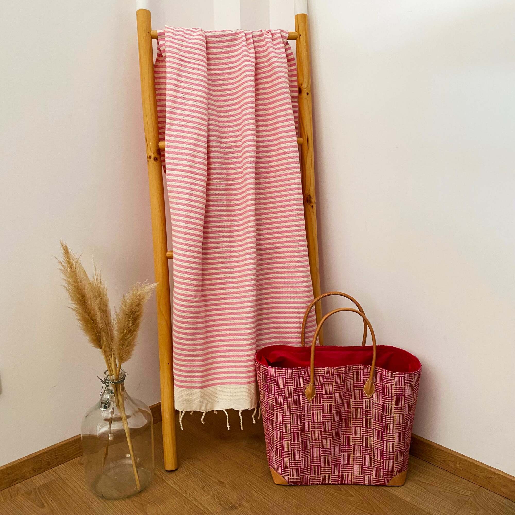 Fouta traditionnelle Yadara Pinky 200x200 190g/m²