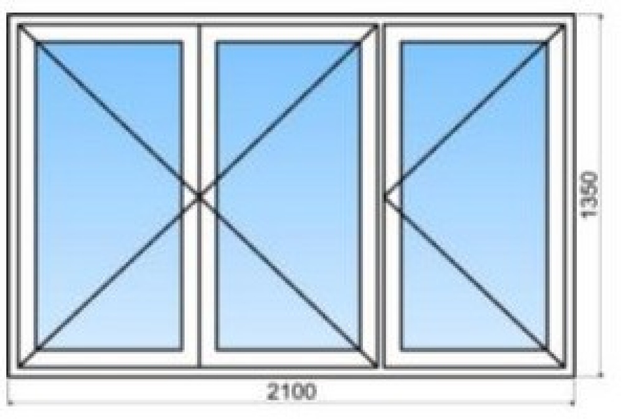Fenêtre PVC 3 vantaux – Clairs de vitrage égaux