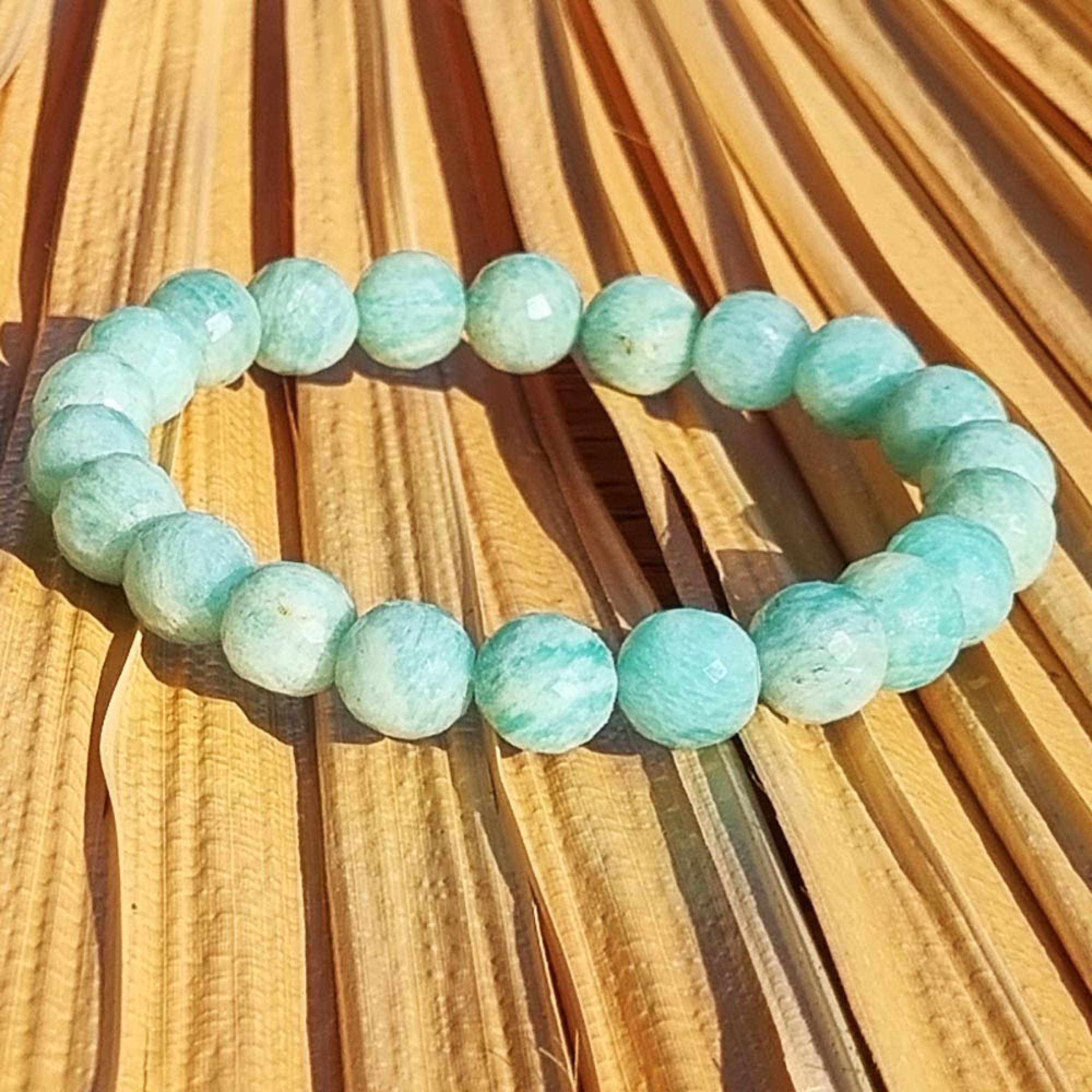Bracelet yoga Amazonite facettée 8,5 AA