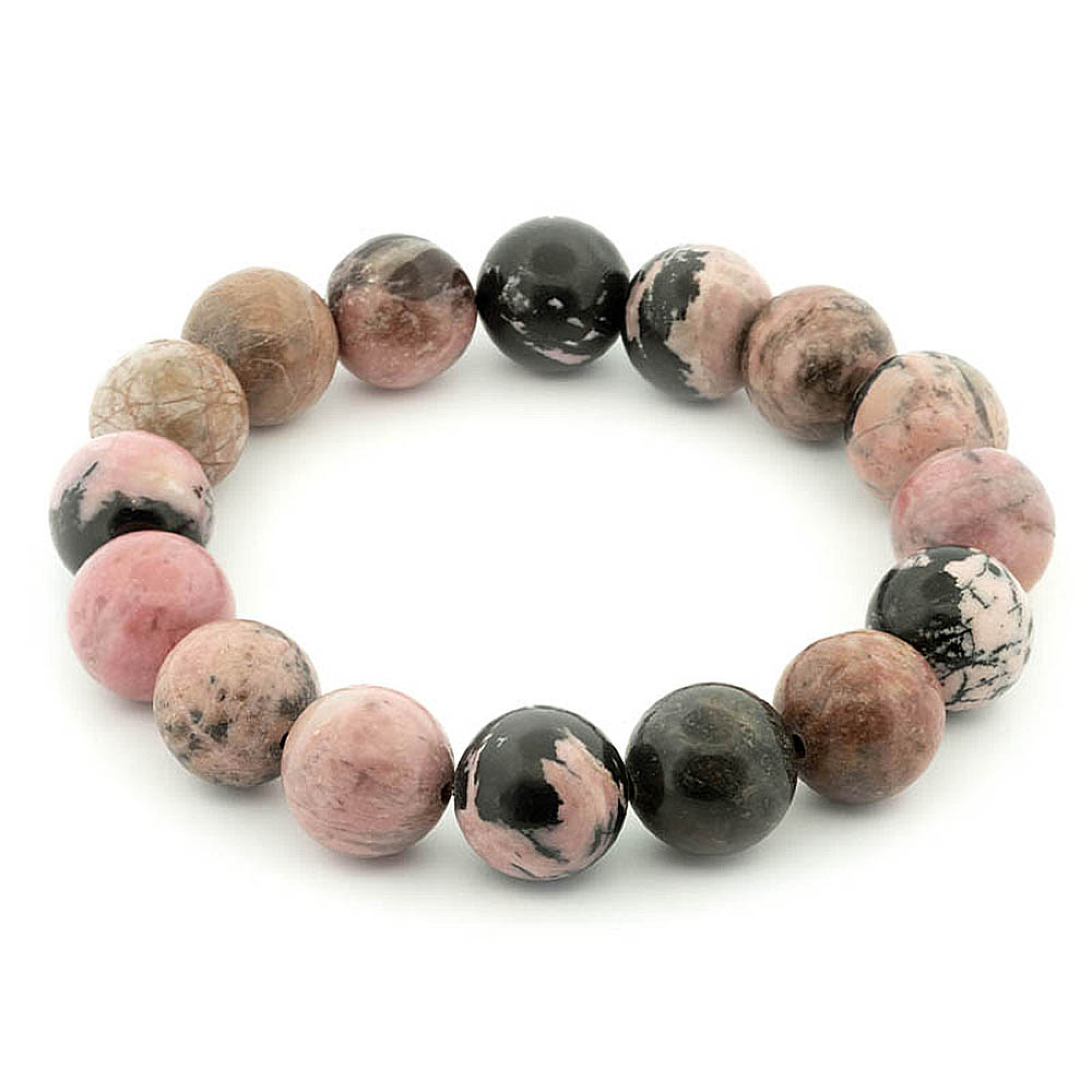 Bracelet yoga méditation Rhodonite 12 mm