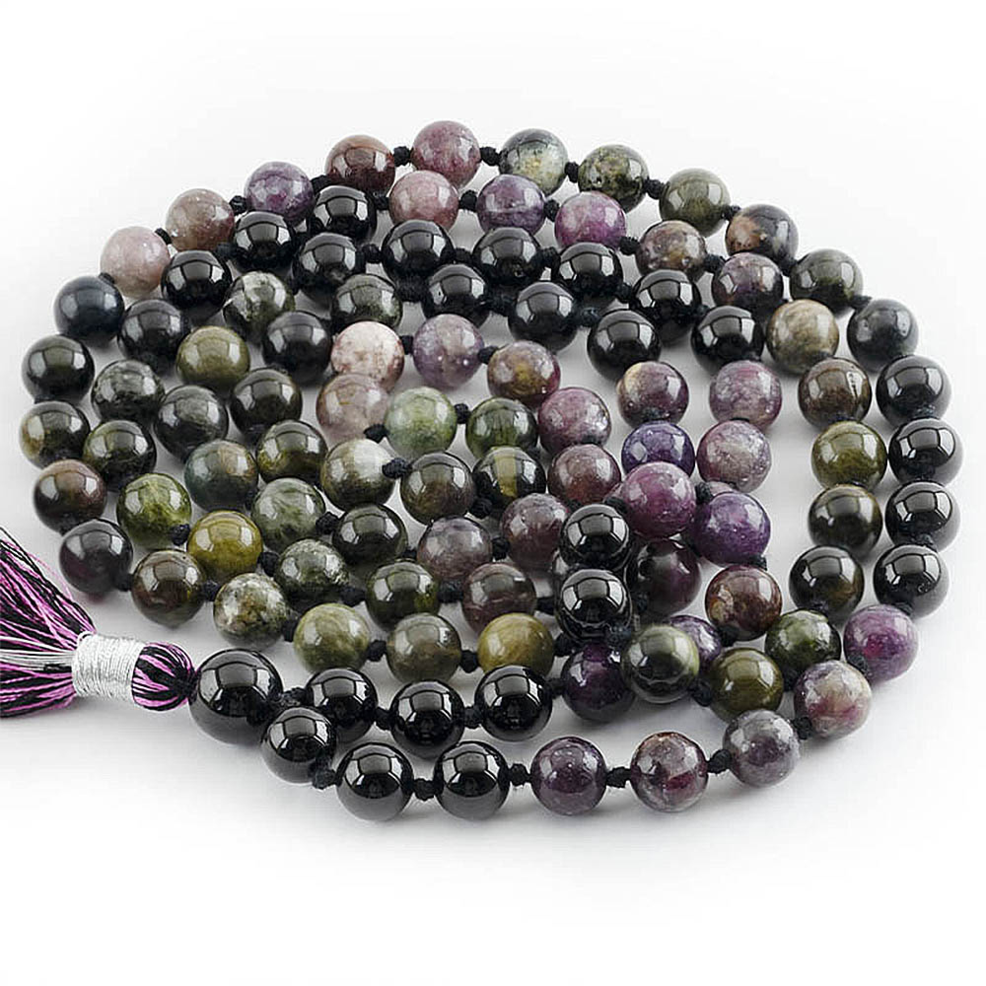 Collier Mala yoga méditation Tourmaline