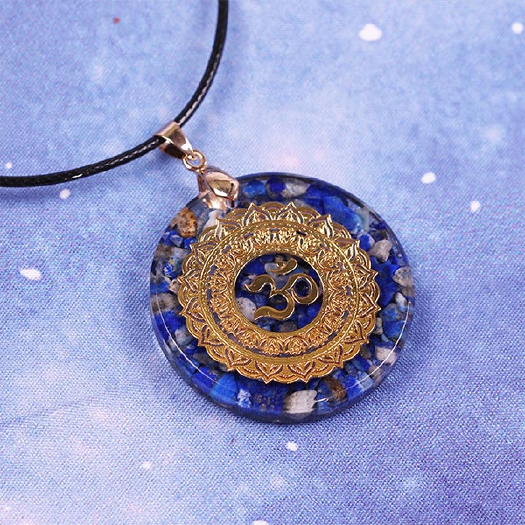 Collier orgonite Mandala Om Lapis-lazuli