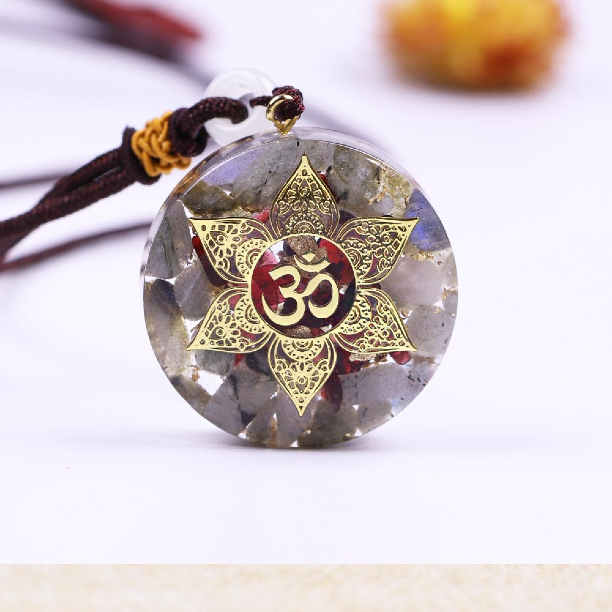 Collier orgonite yoga Labradorite