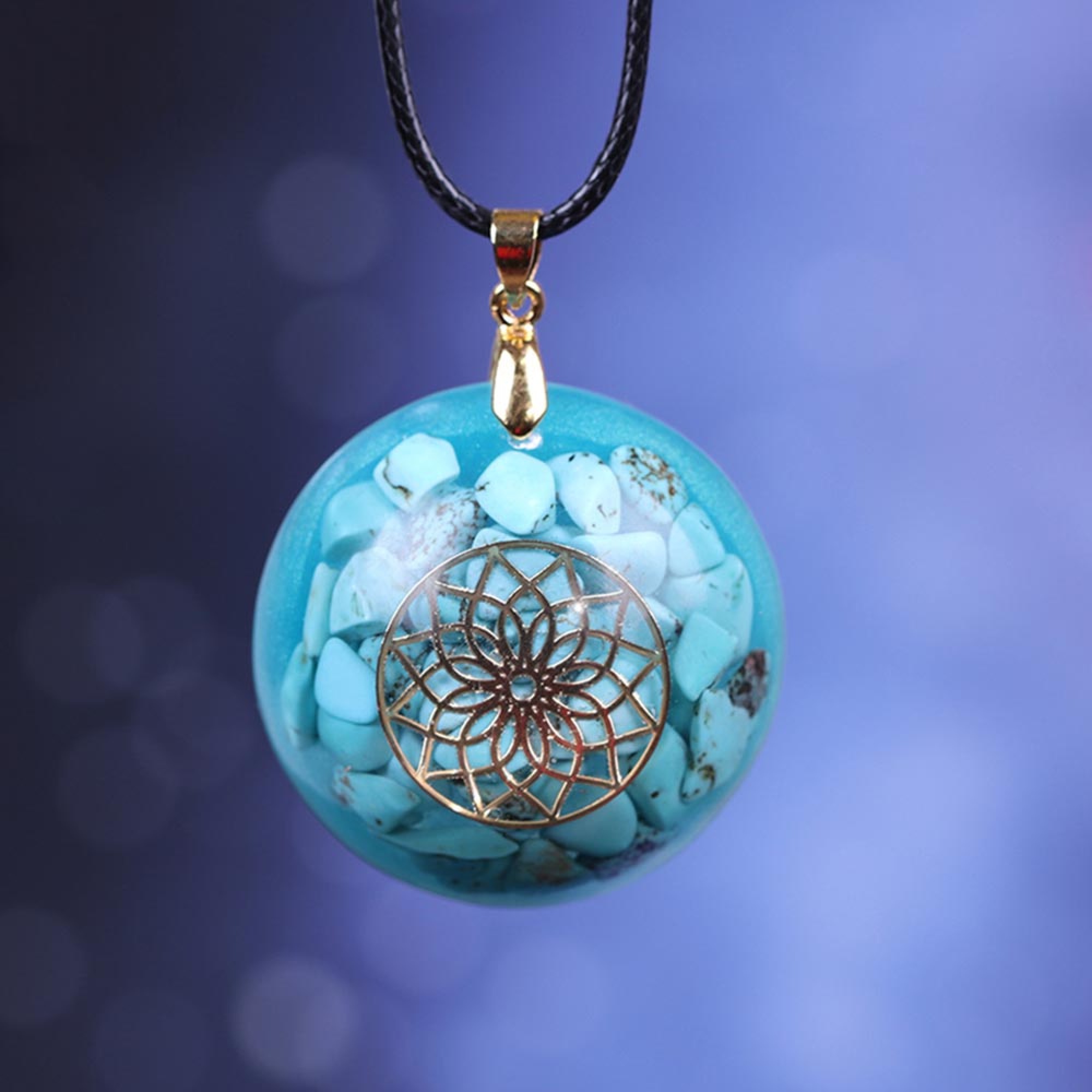 Collier pendentif orgone yoga Turquoise