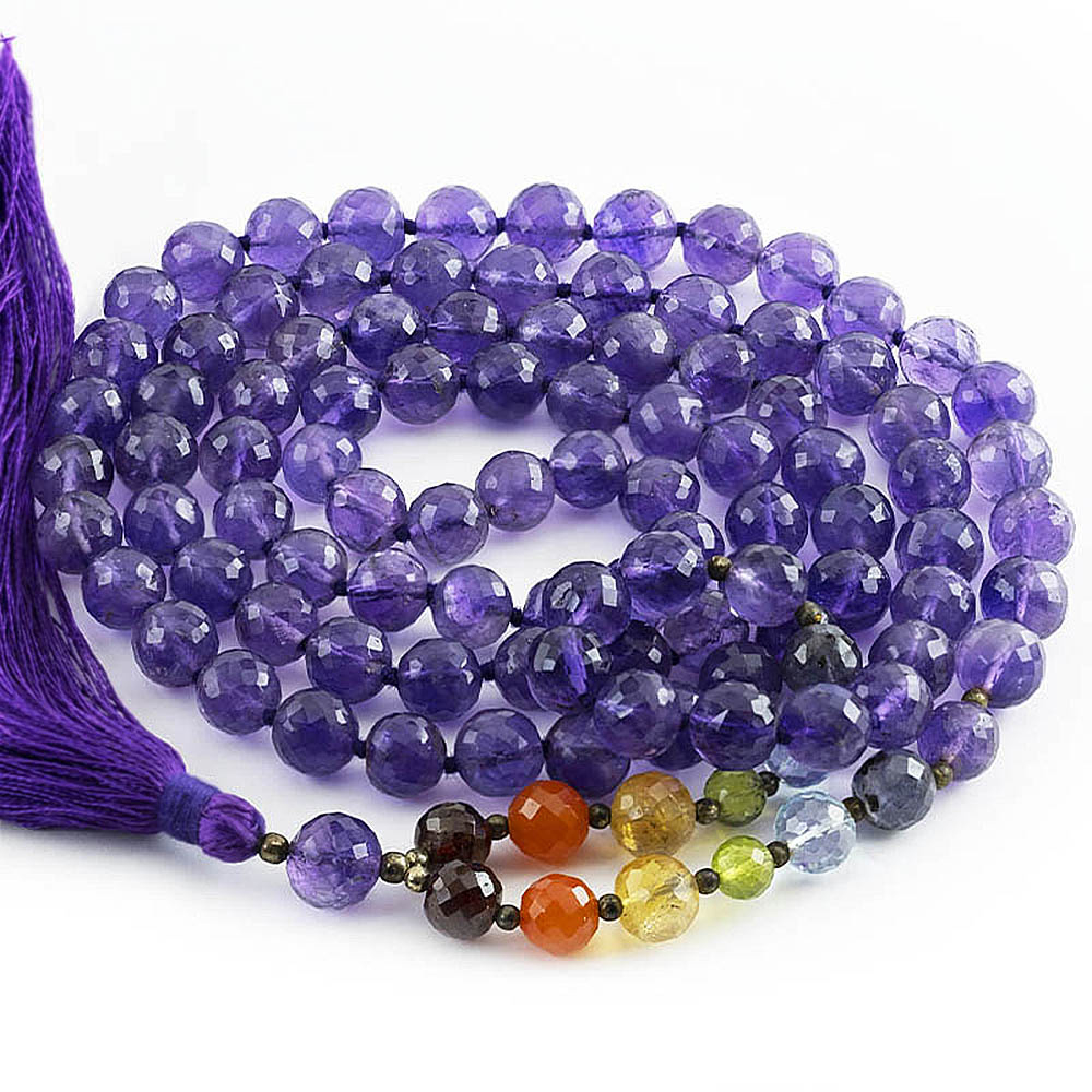 Mala yoga méditation Améthyste facettée