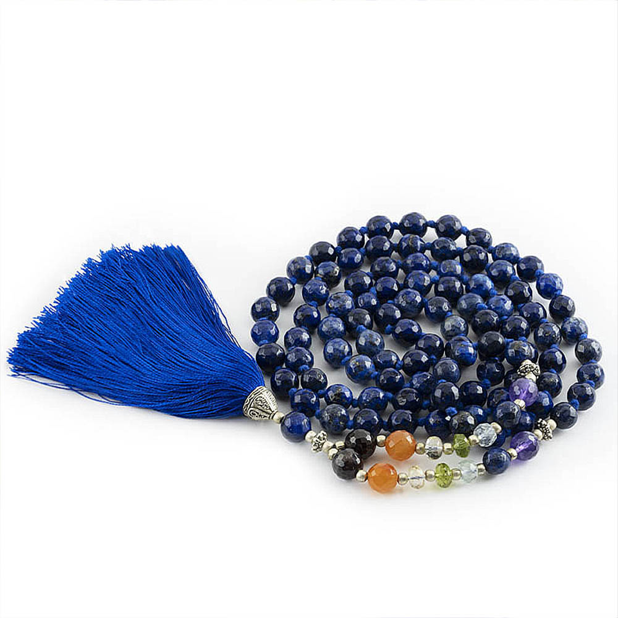 Mala yoga méditation Lapislazuli facetté