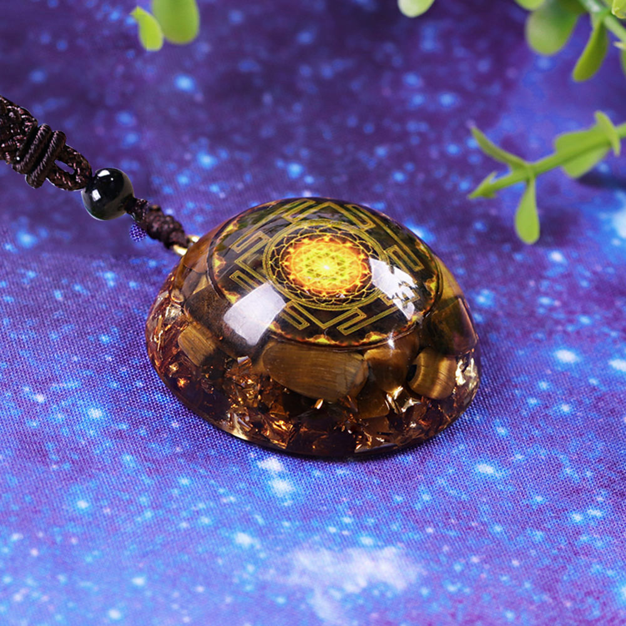 Pendentif orgone yoga œil de tigre