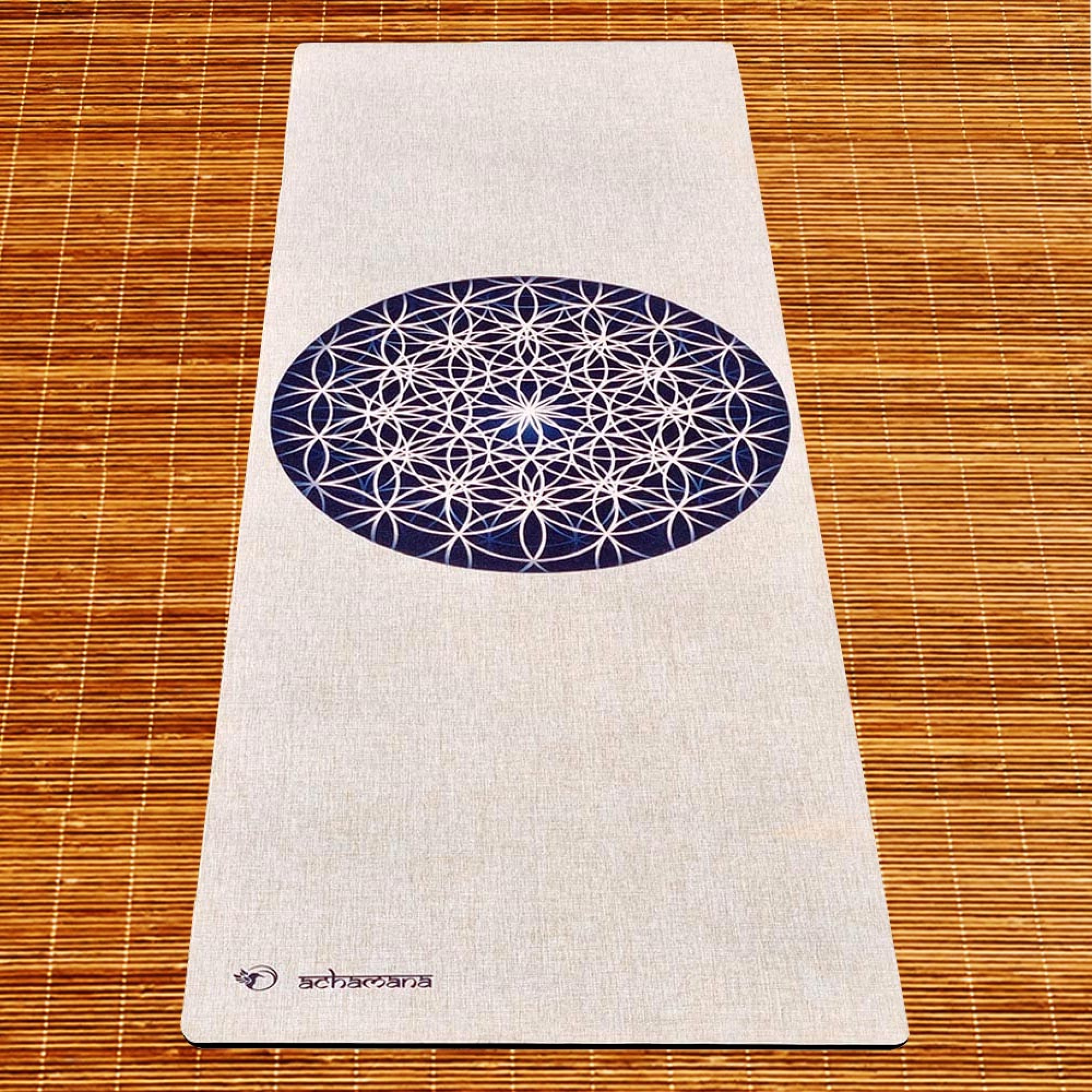Tapis de yoga chanvre fleur de vie + Sac