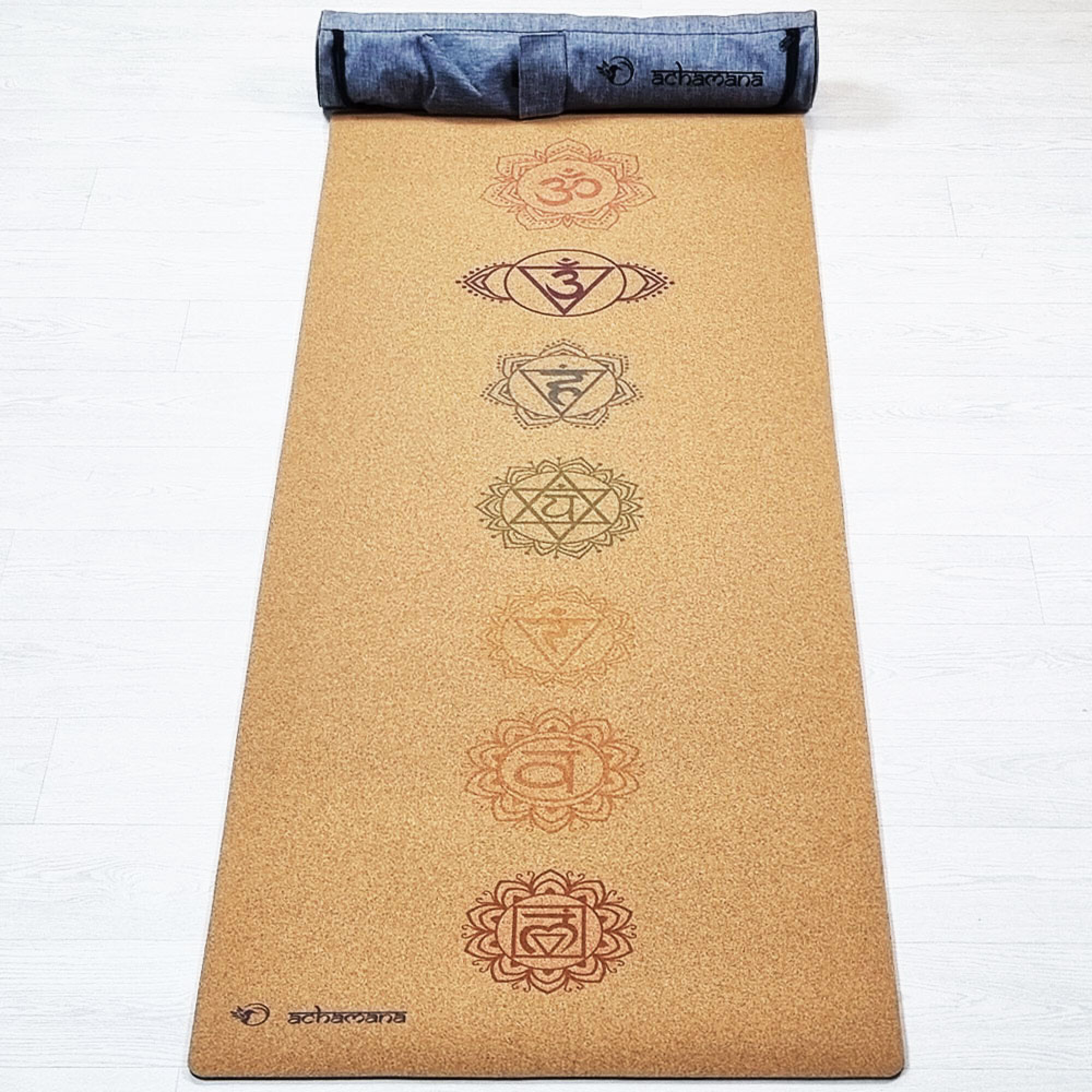 Tapis de yoga liège 7 chakras + Sac