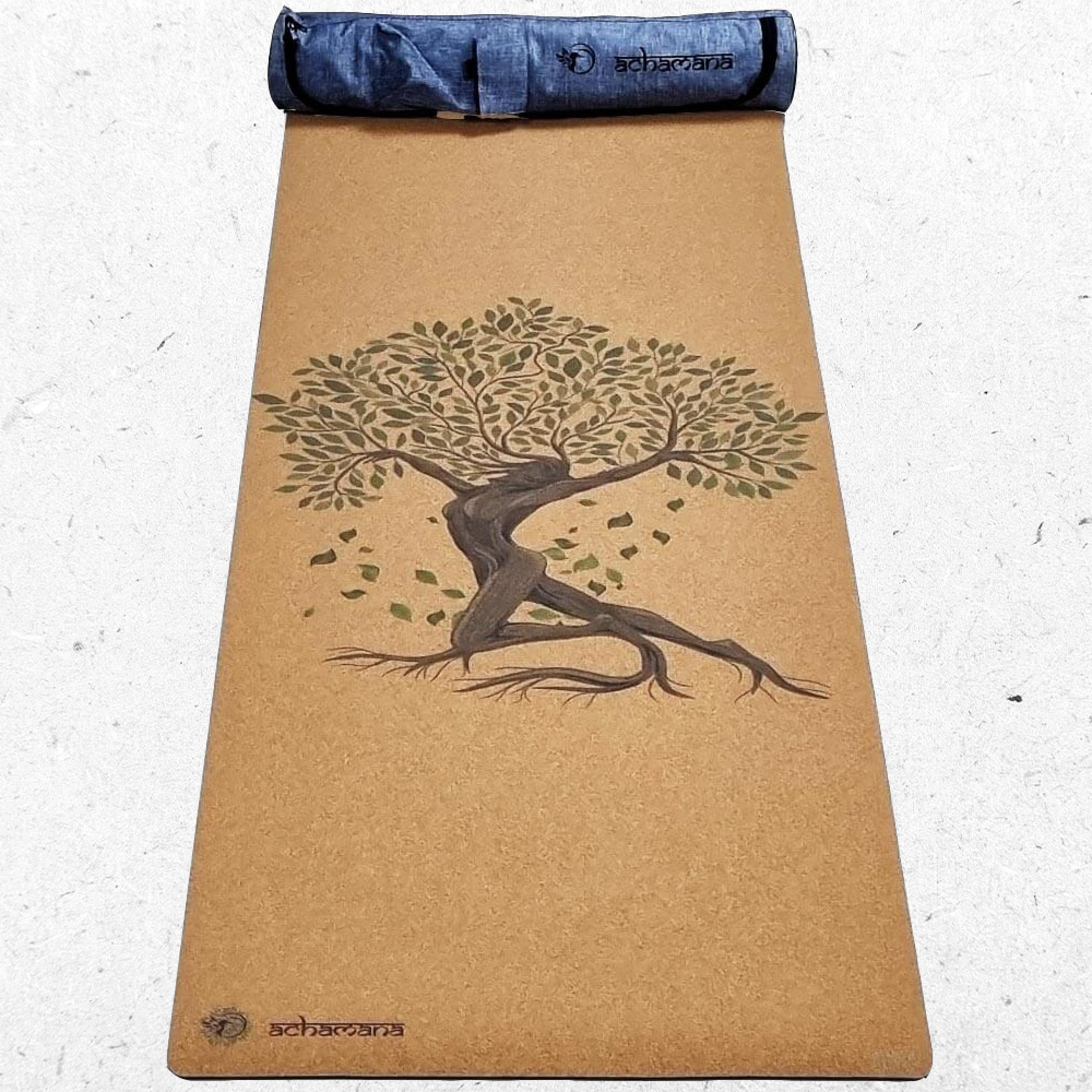 Tapis de yoga liege Arbre de vie + sac
