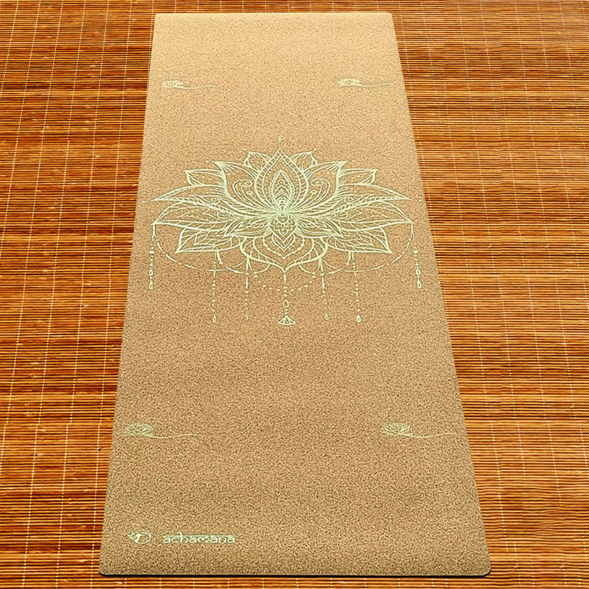 Tapis de yoga liège Lotus Or + Sac yoga