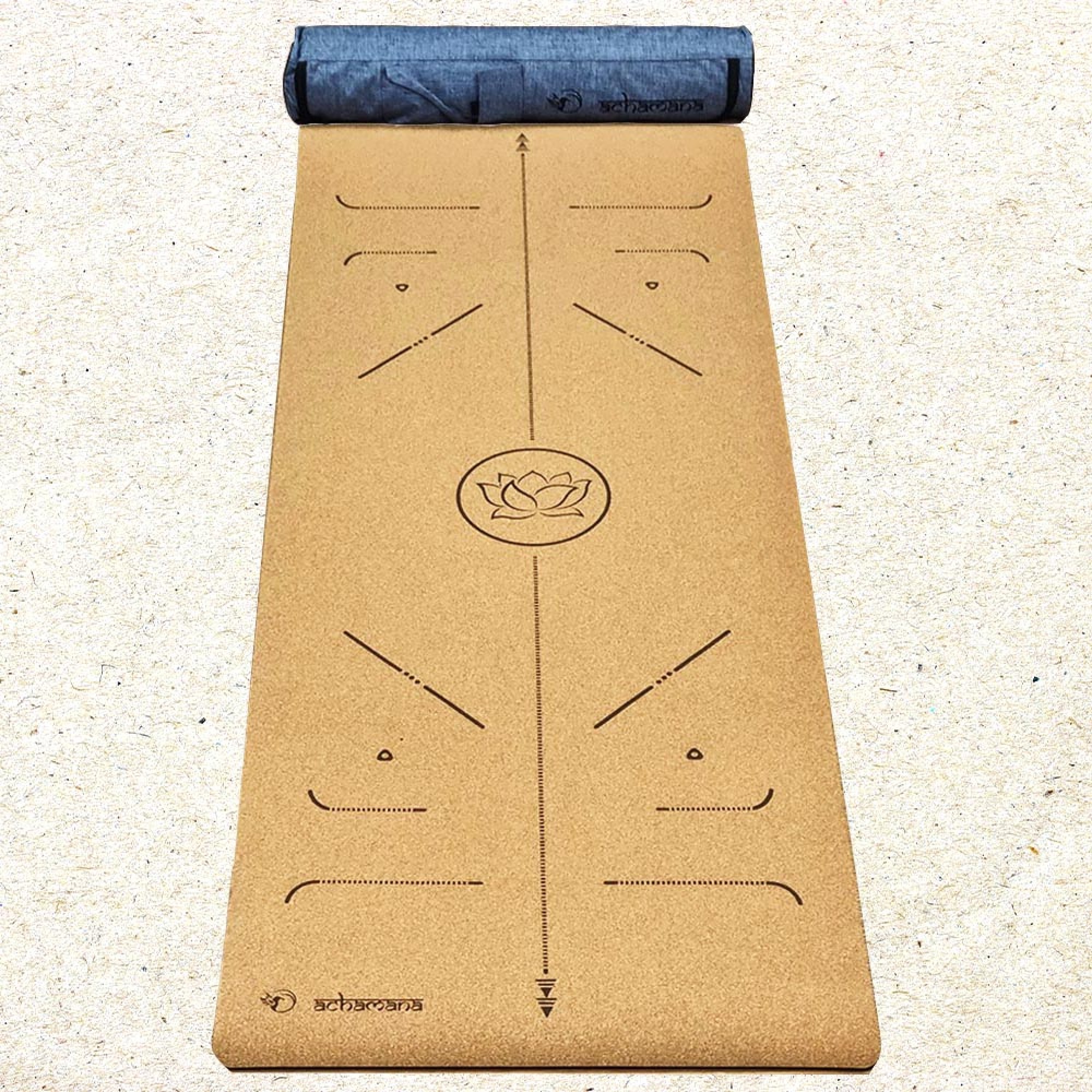 Tapis de yoga liège marqueurs 3 plis 6mm