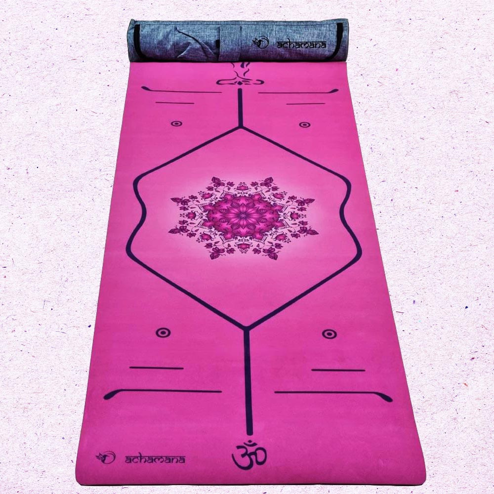 Tapis de yoga Pilates rose 3 plis 6 mm