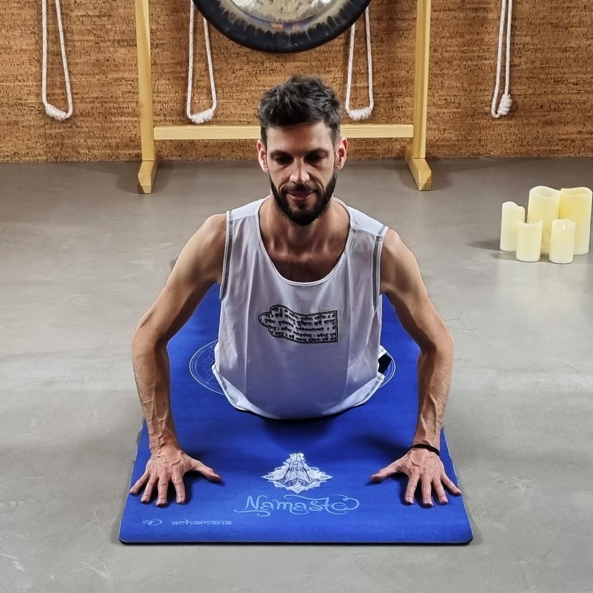 Tapis yoga 3 Plis Namasté bleu + Sac