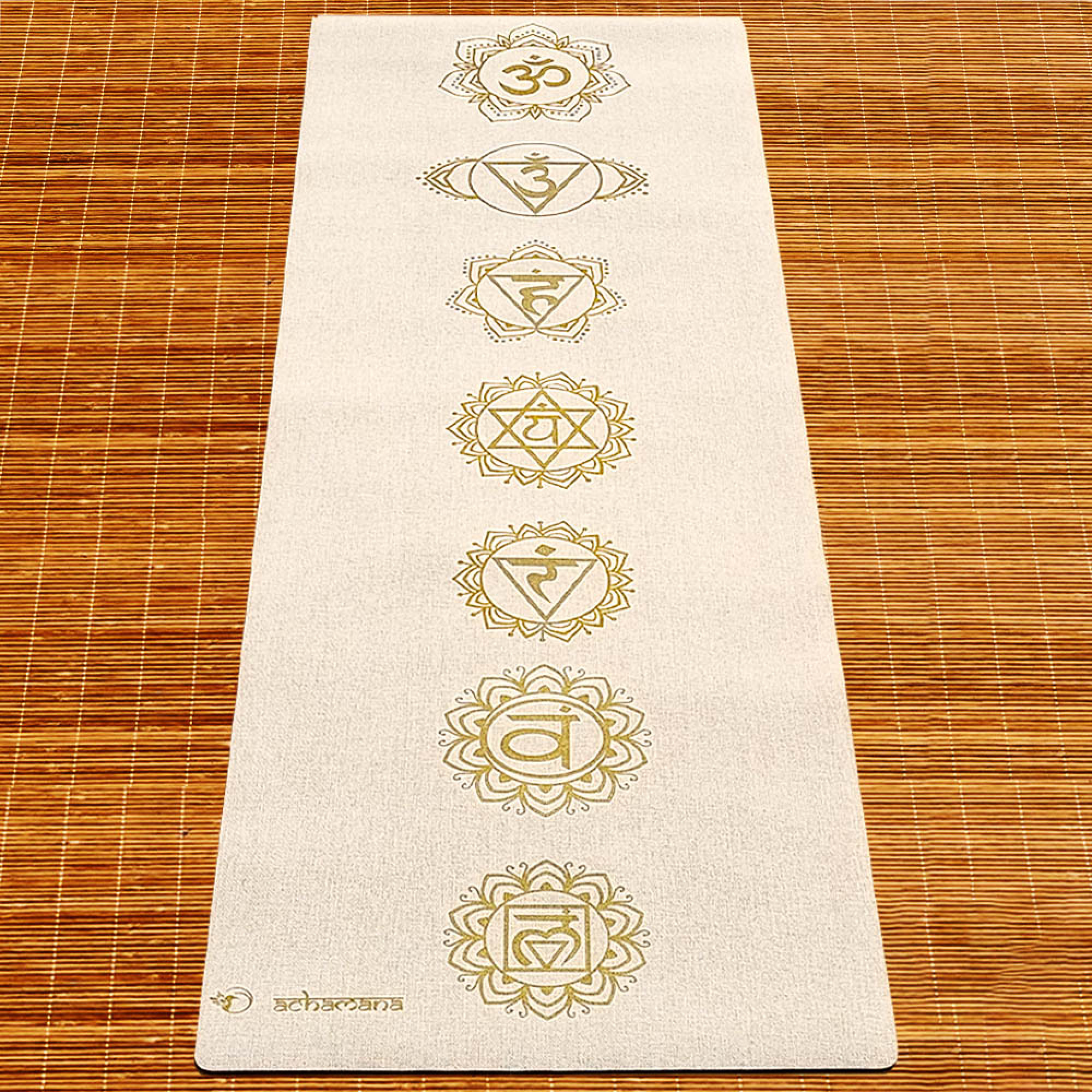 Tapis yoga chanvre 7chakras or +Sac yoga