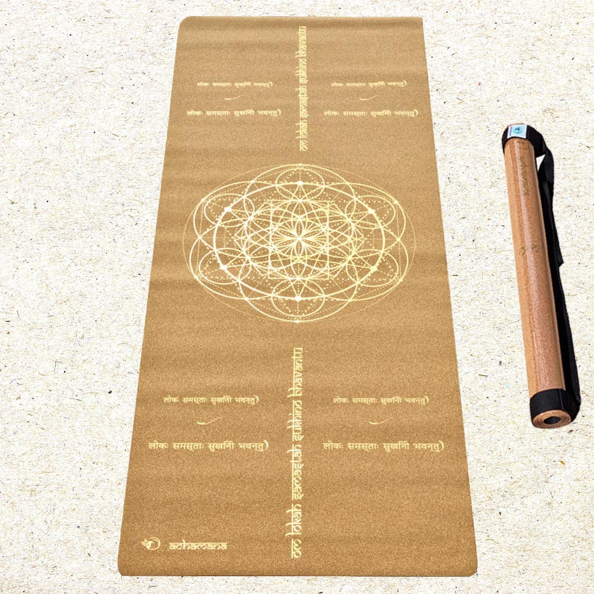 Tapis yoga de voyage liège yoga mantraOr