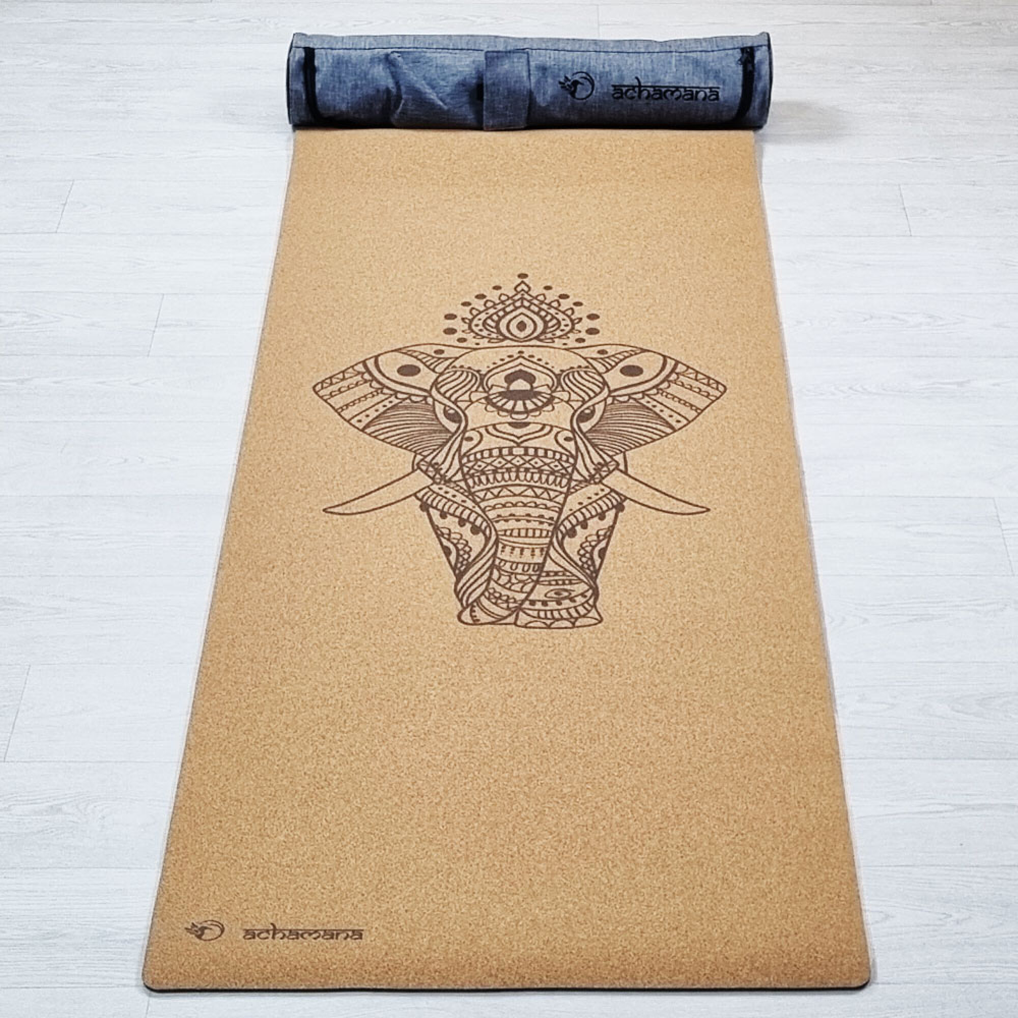 Tapis yoga latex & liège Eléphant + Sac