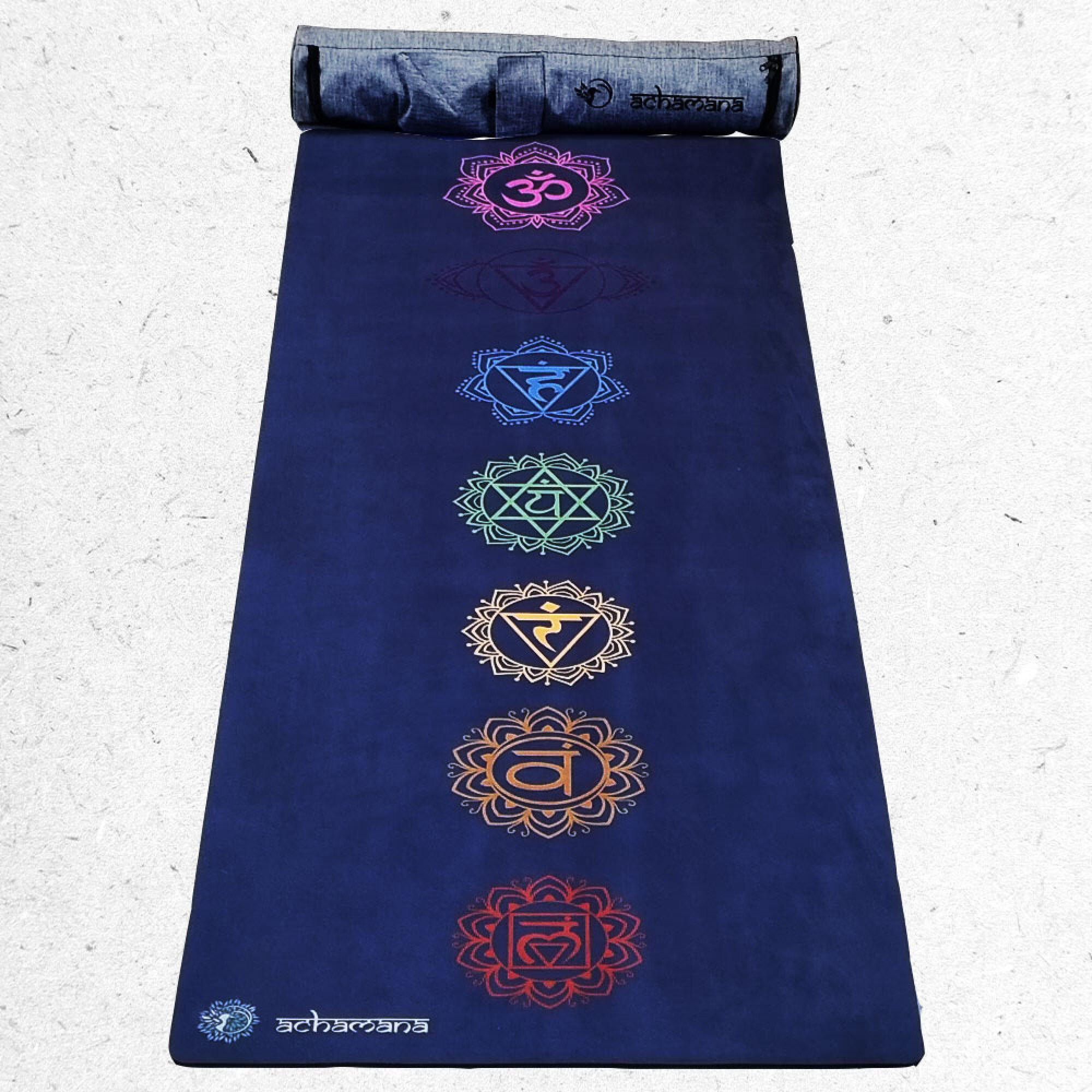 Tapis yoga latex & Suede 7 chakras + Sac