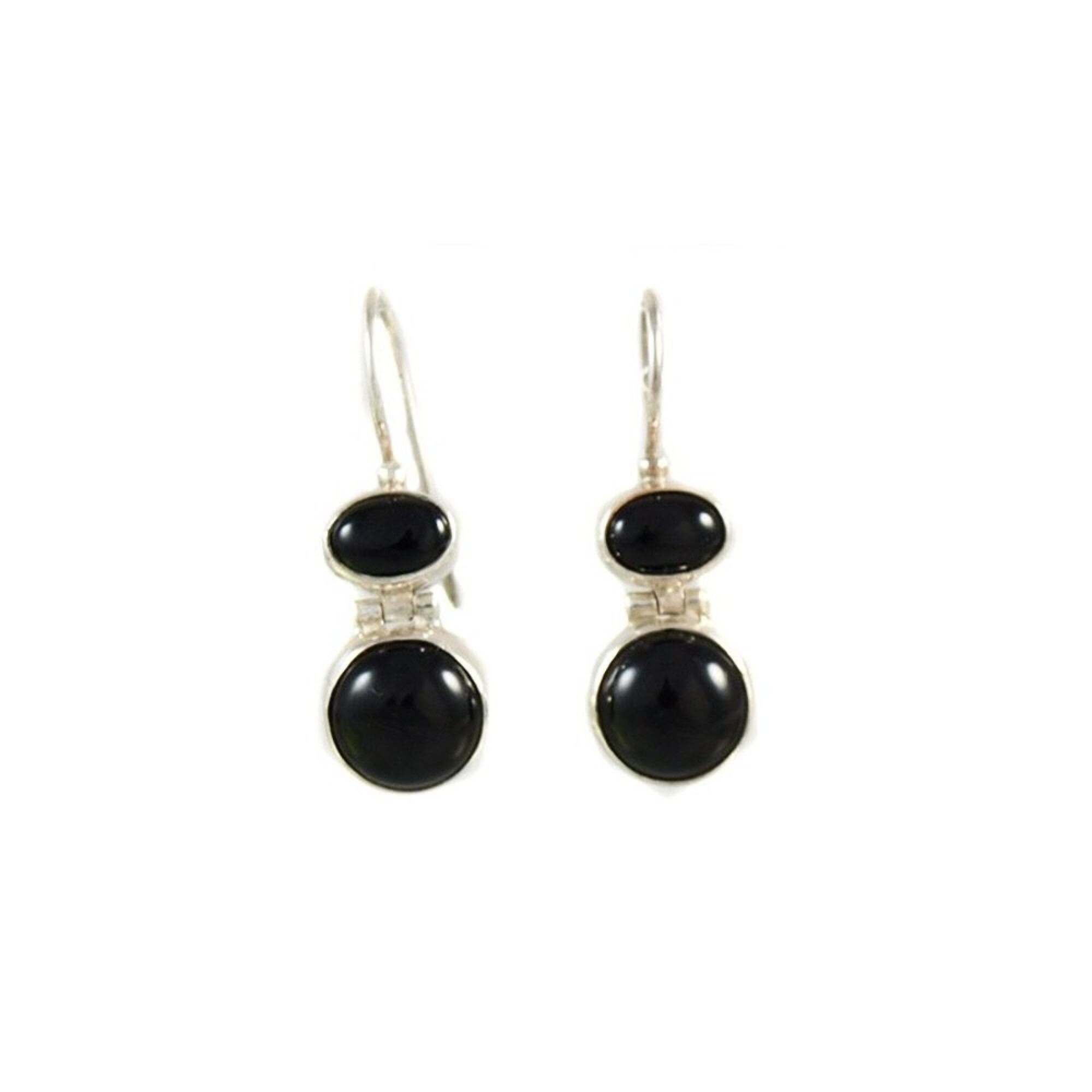 Boucles d'oreille agate noire