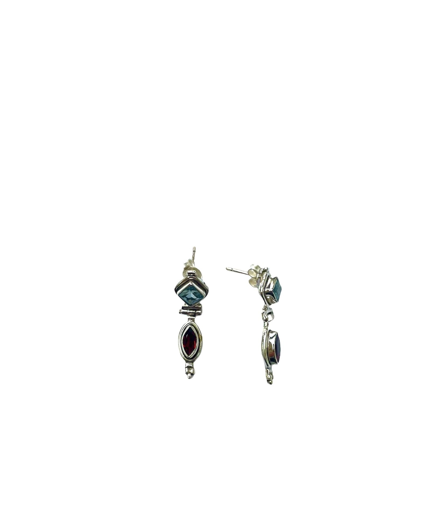 Boucles d'oreille argent, topaze bleue