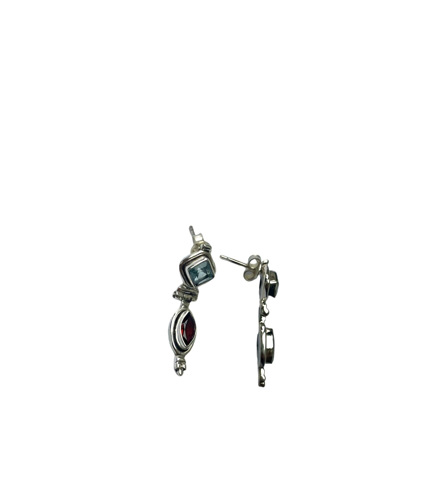 Boucles d'oreille argent, topaze bleue