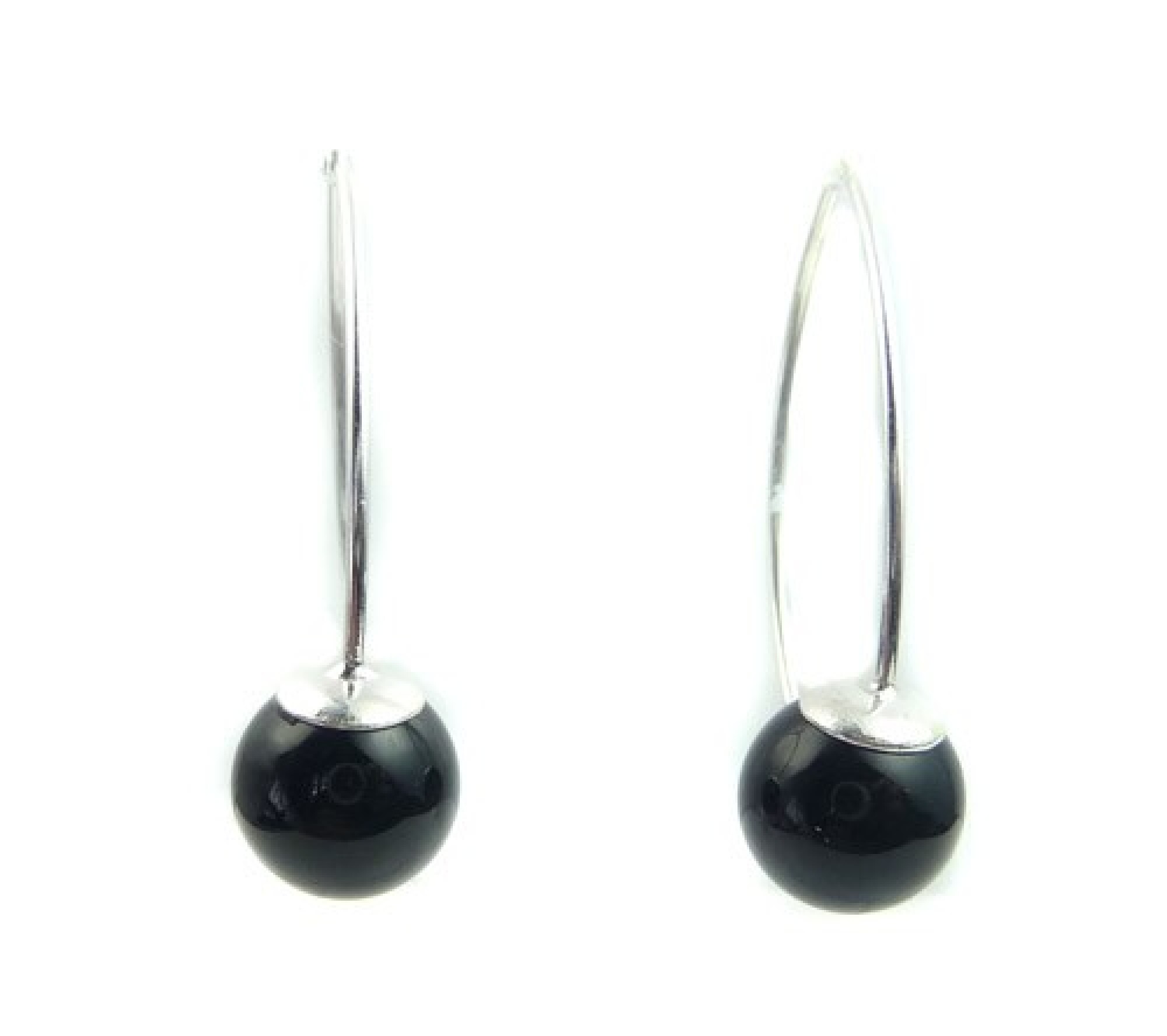 Boucles d'oreille en argent agate noire
