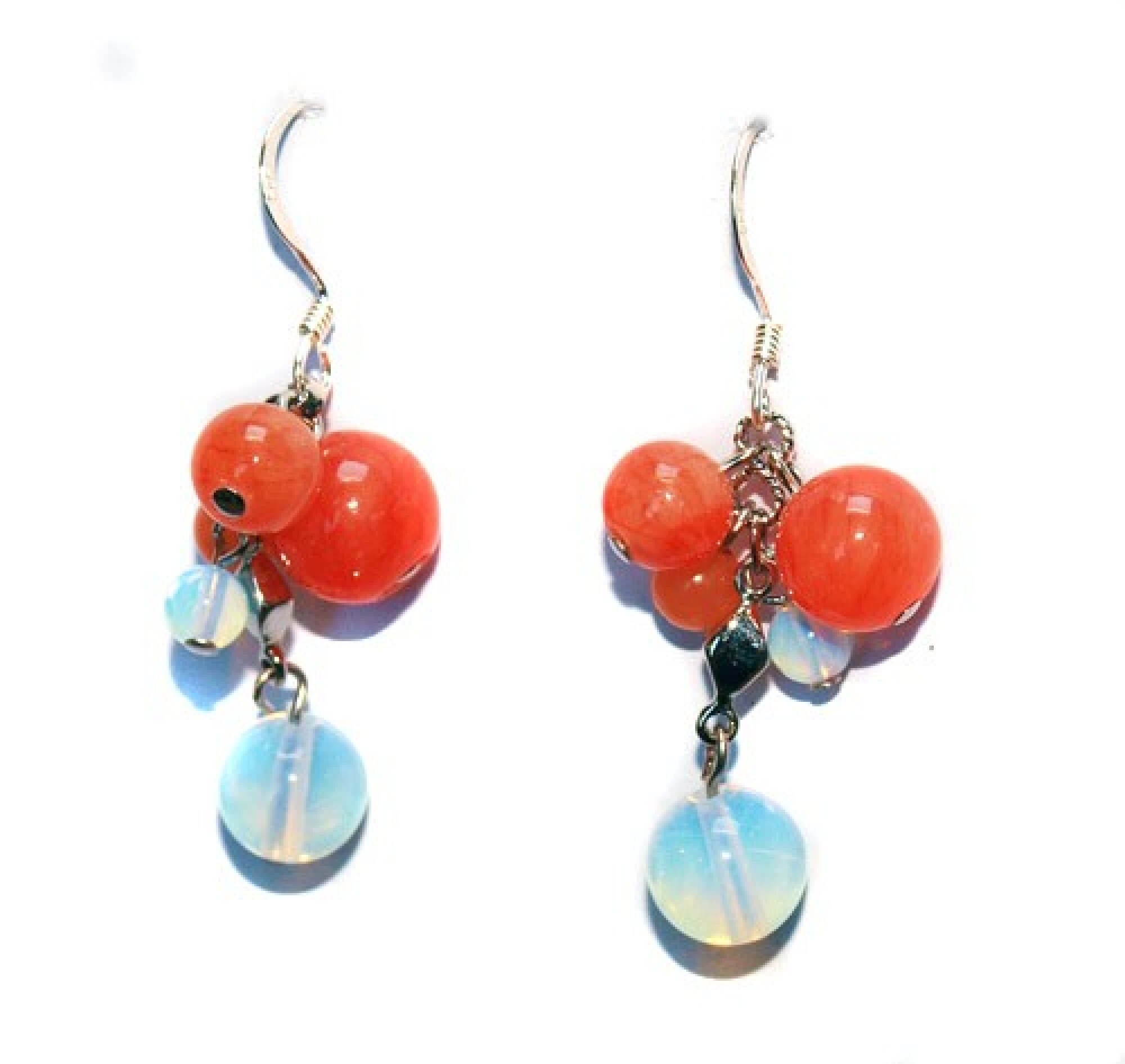 Boucles d'oreilles argent, verre poli