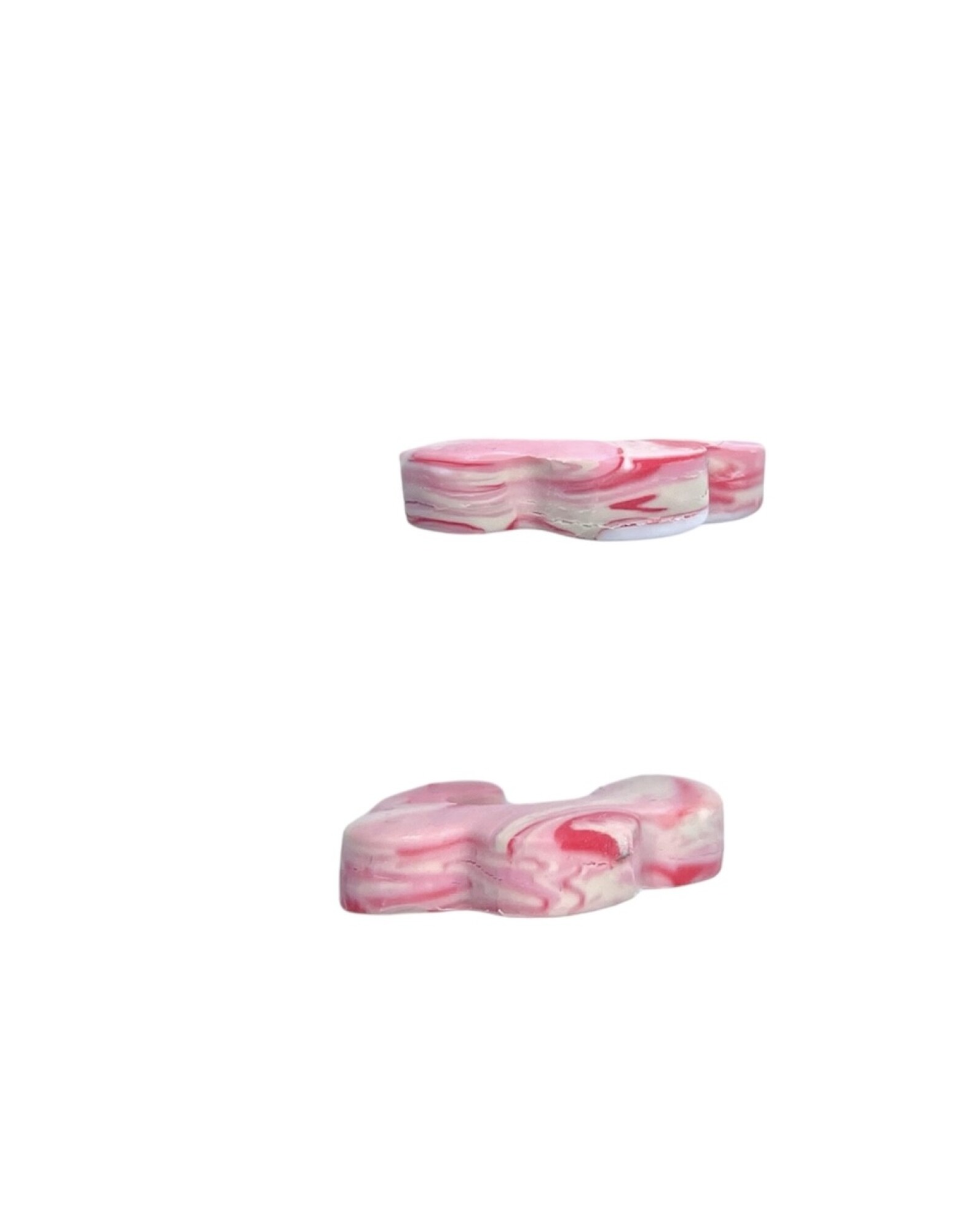 Boucles d'oreilles, créoles fleurs blanche et rose - Modèle fait main