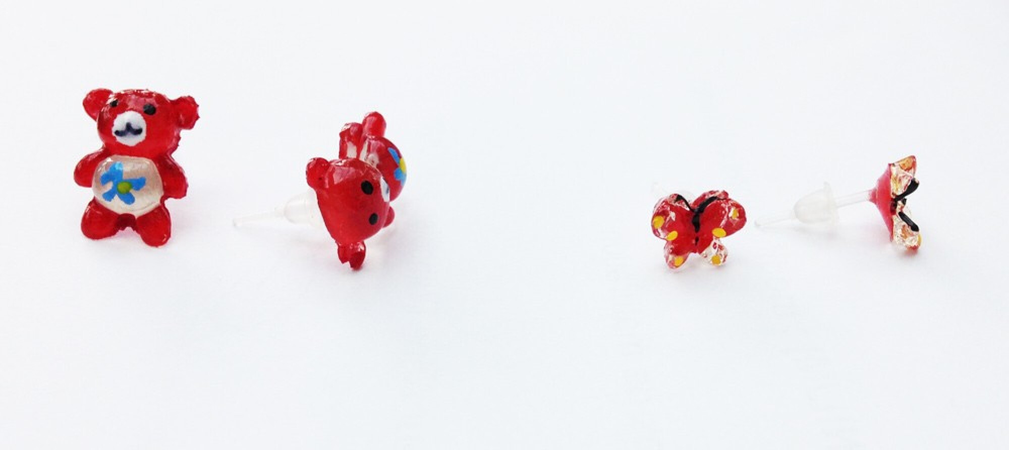 Boucles d'oreilles, nounours et papillon