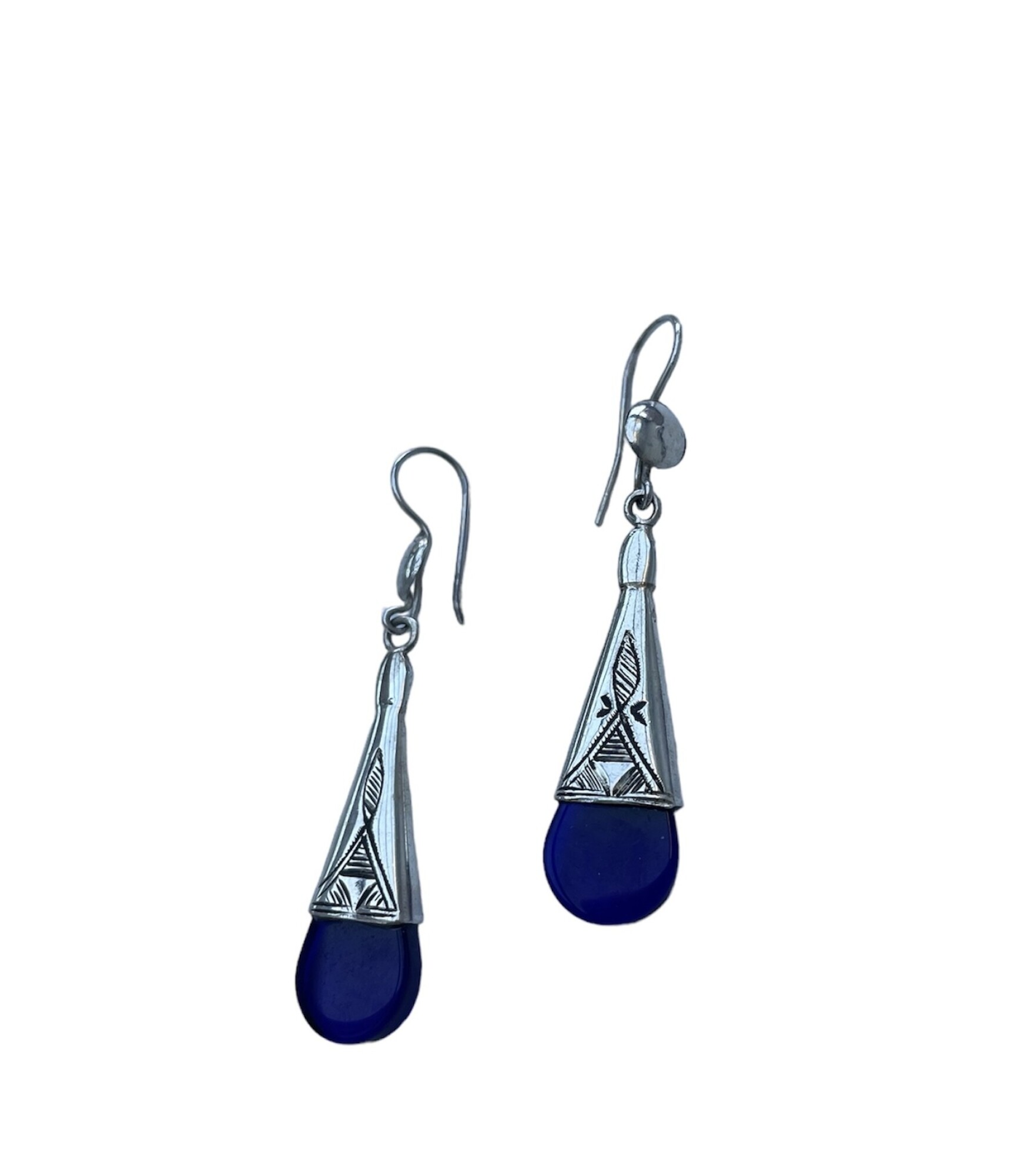 Boucles d'oreilles touareg verre bleu