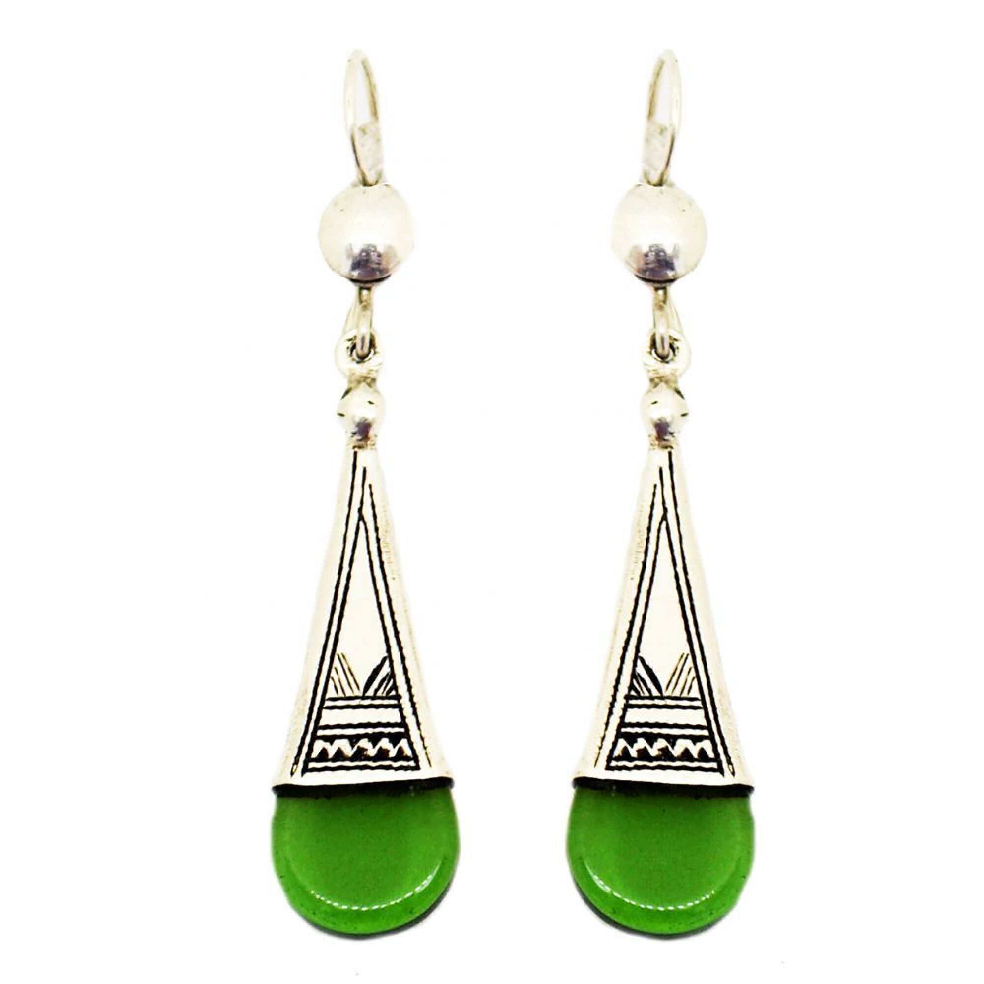 Boucles d'oreilles touareg verre vert