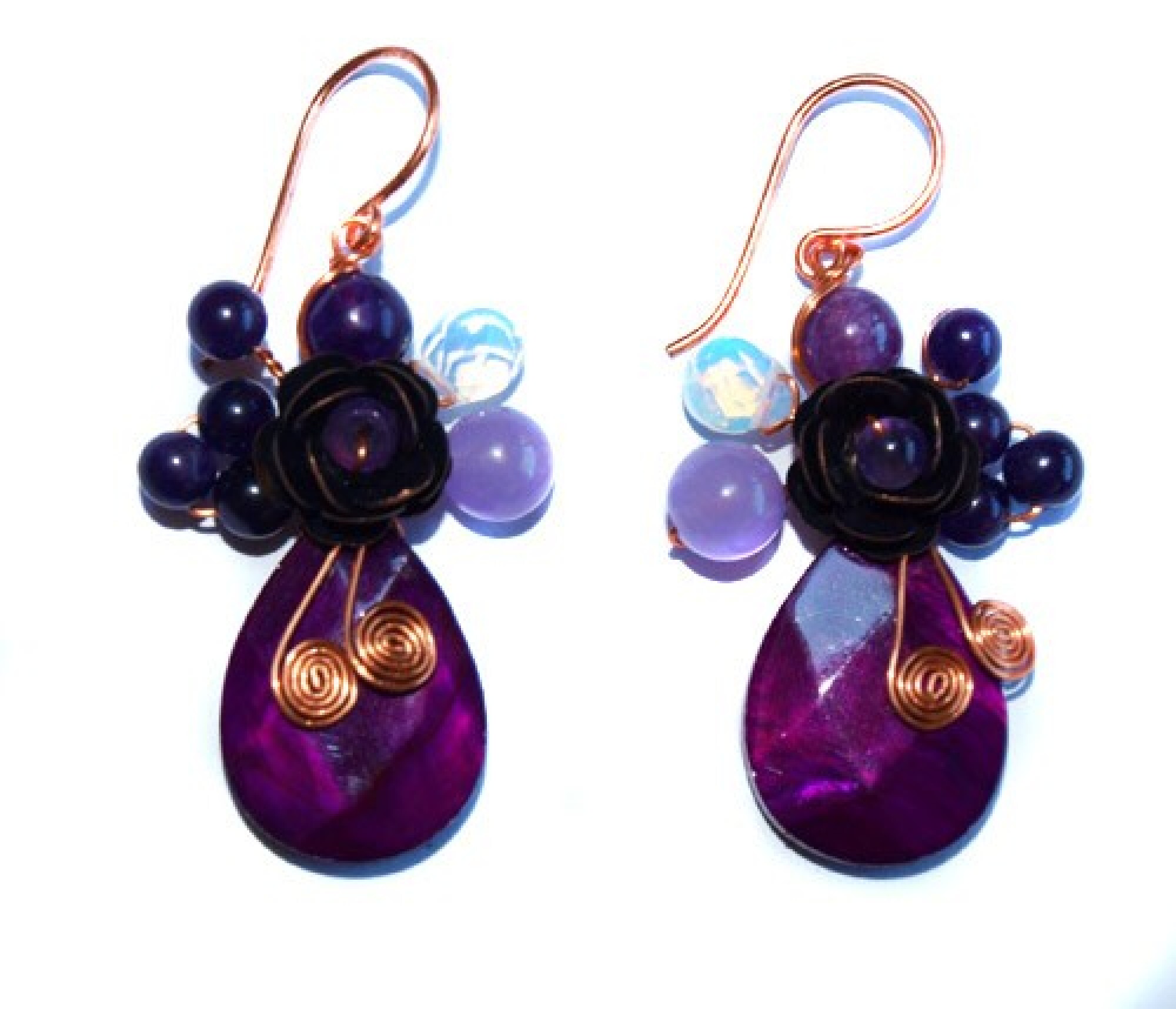 Boucles d'oreilles verre poli et teinté