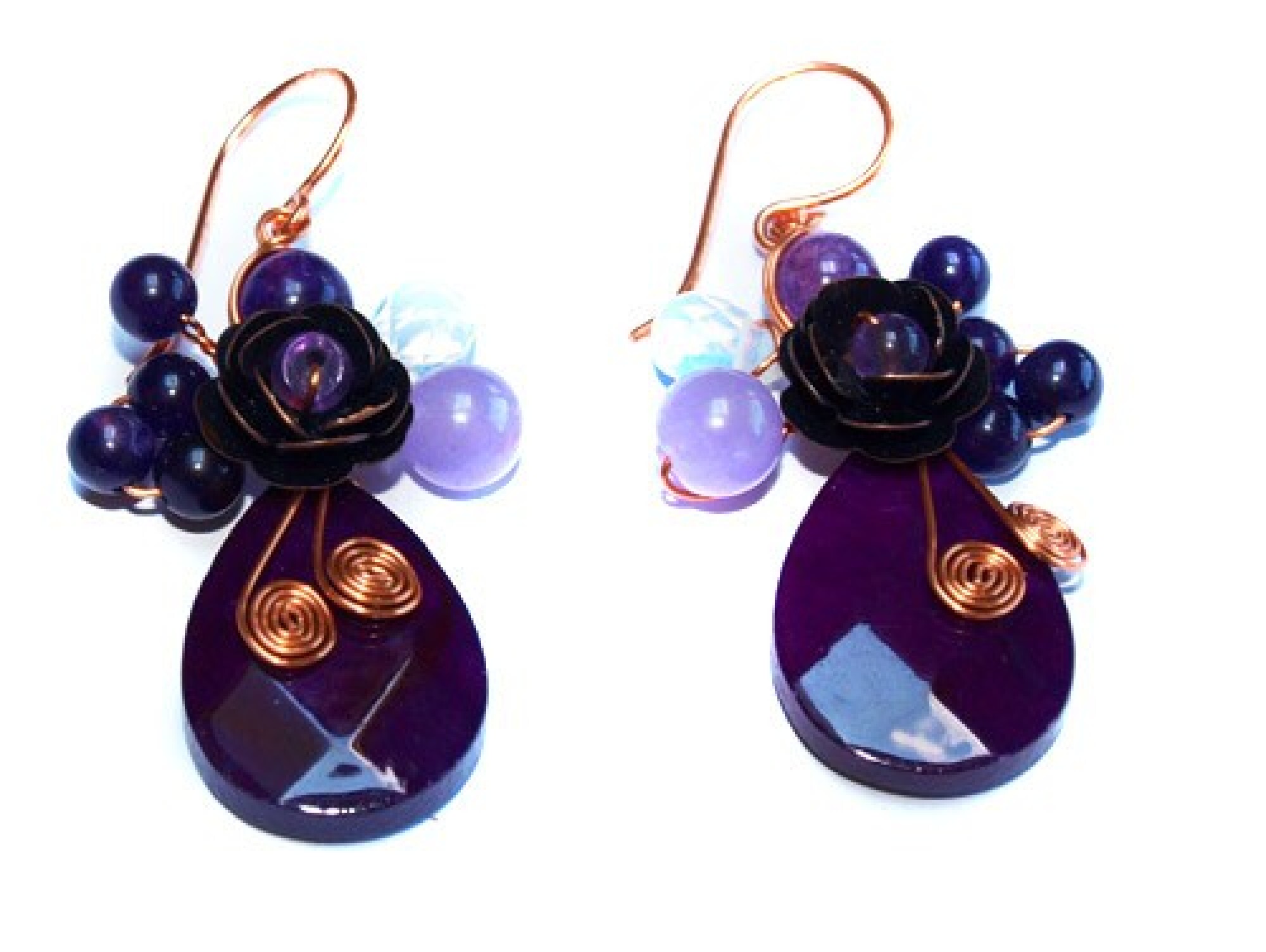 Boucles d'oreilles verre poli et teinté