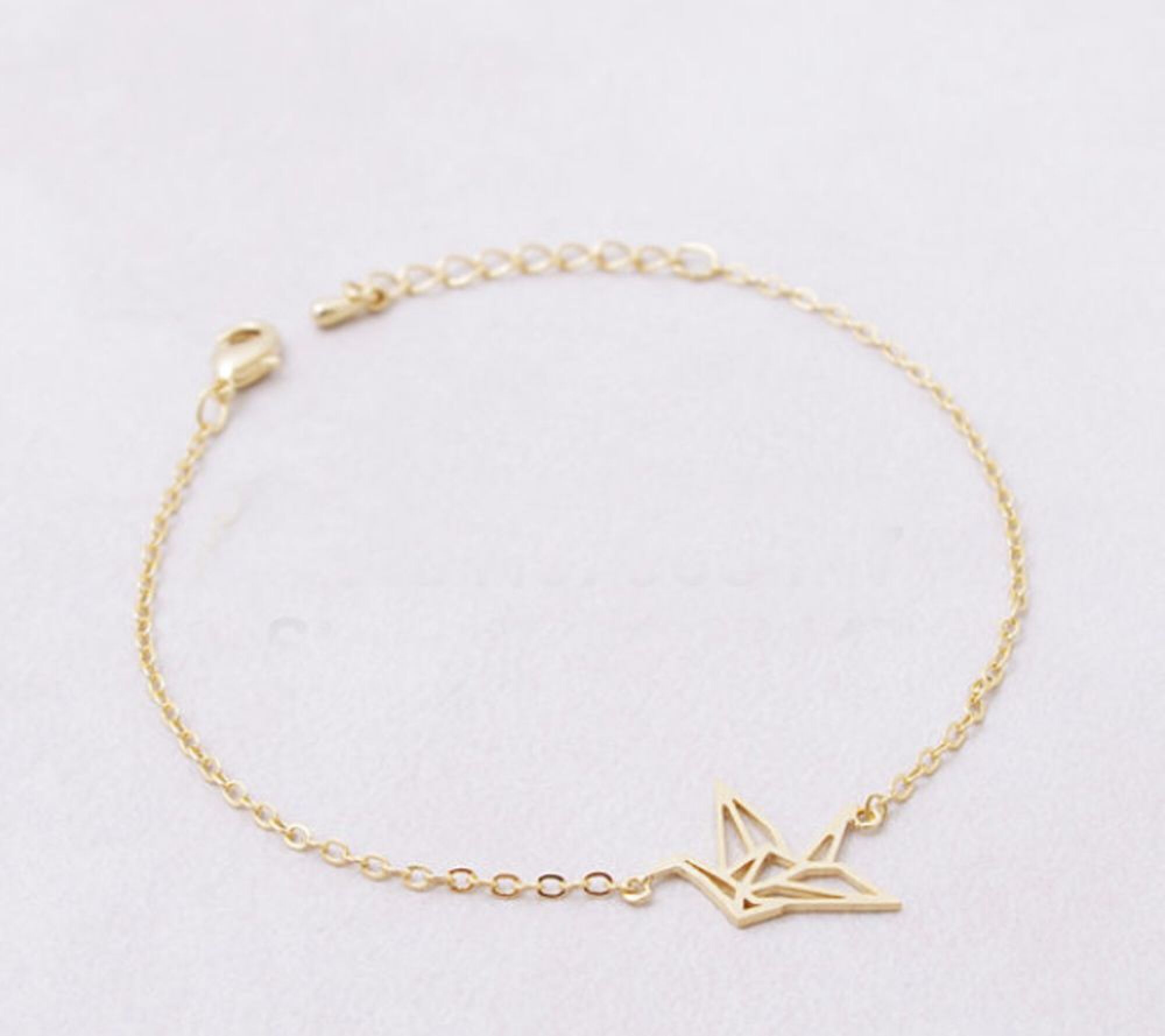 Bracelet argenté ou doré avec oiseau origami