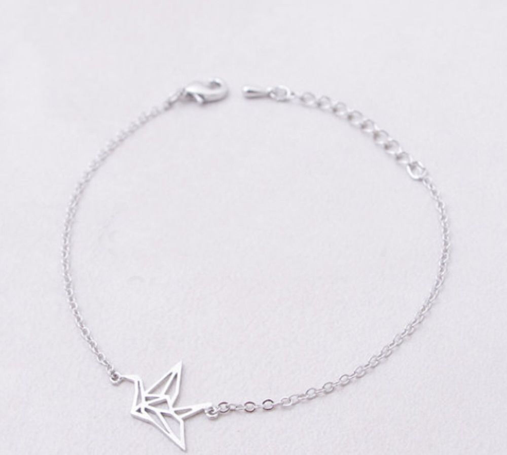 Bracelet argenté ou doré avec oiseau origami