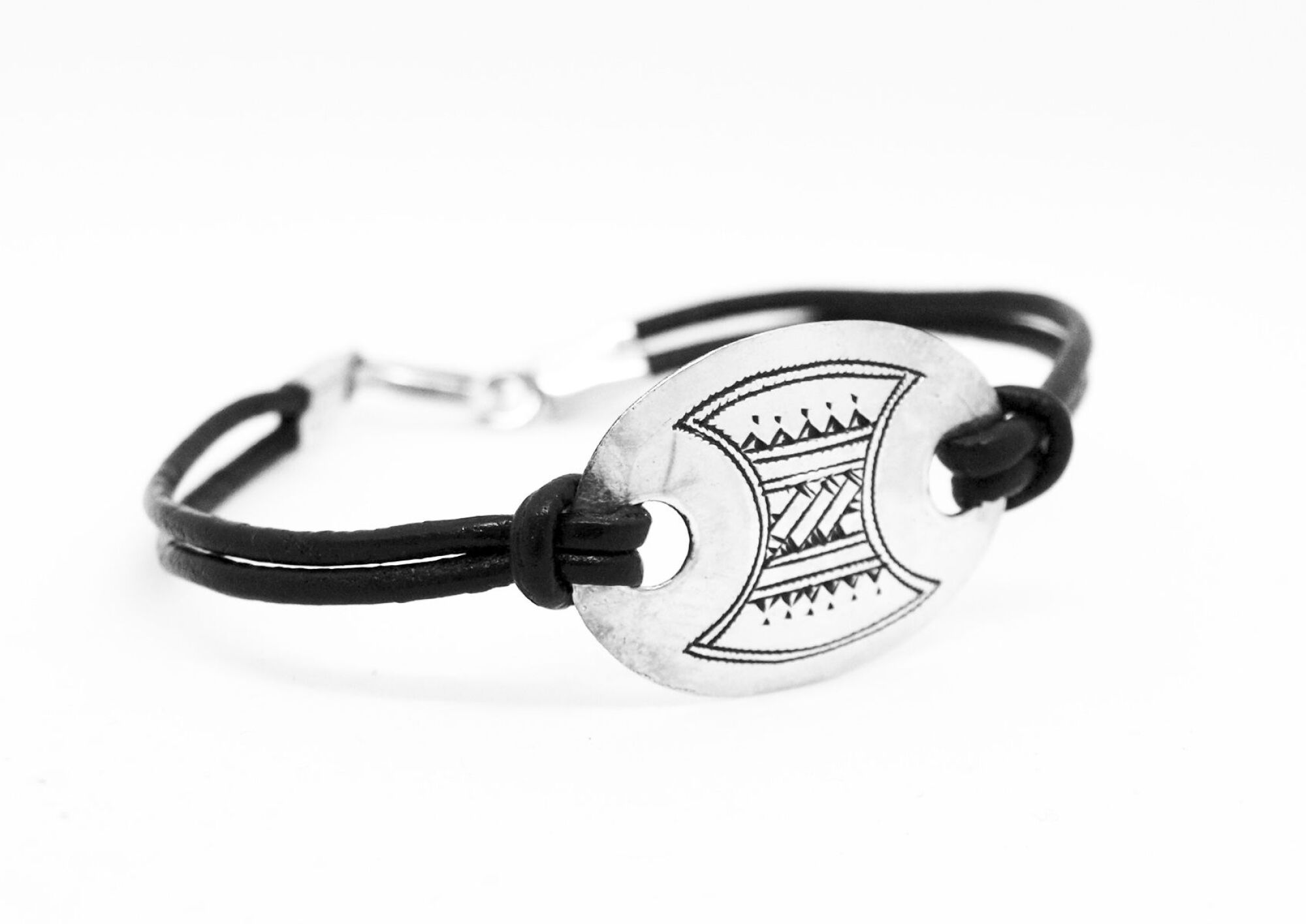 Bracelet cuir touareg mixte fait main