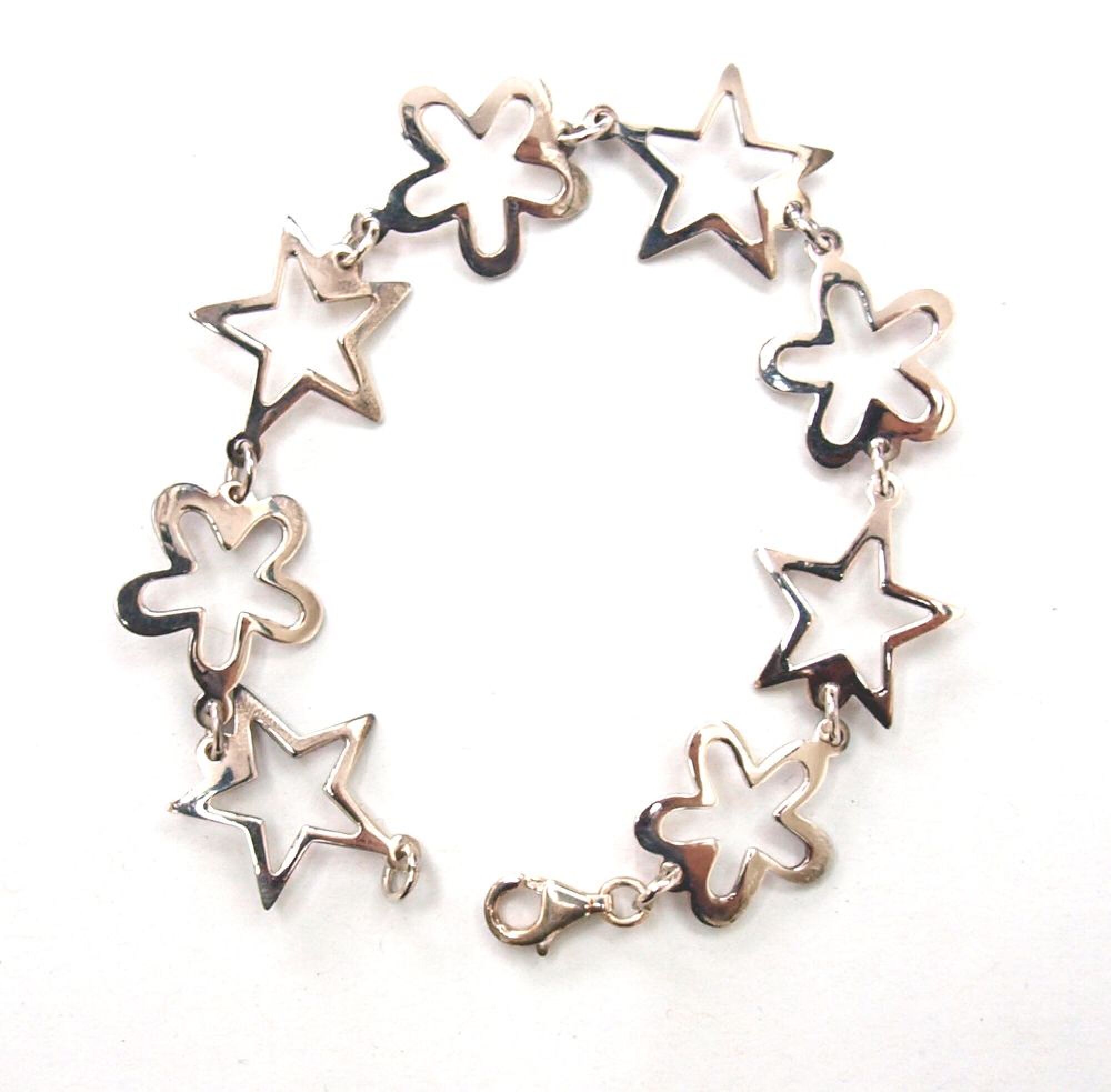 Bracelet en argent étoiles et fleurs