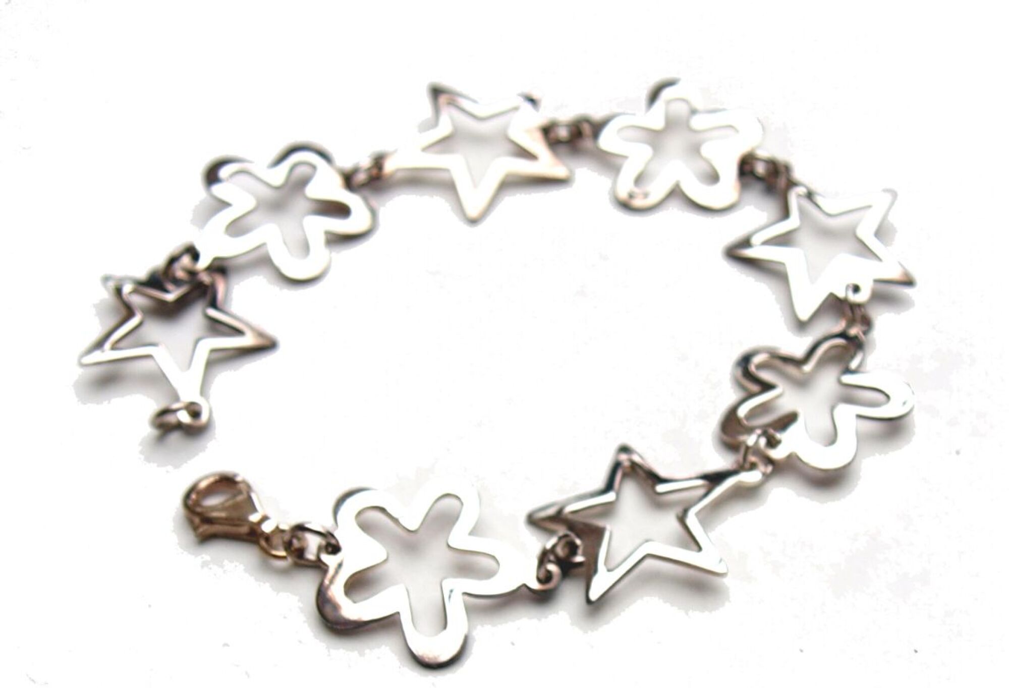 Bracelet en argent étoiles et fleurs