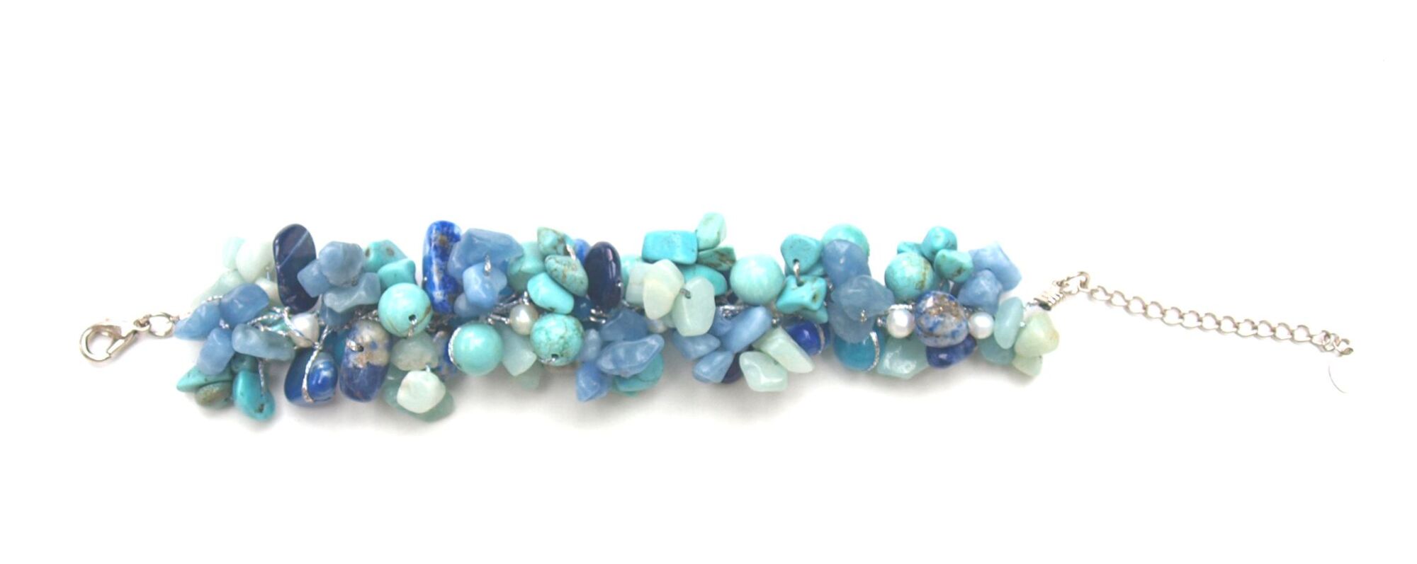 Bracelet large en pierres bleues