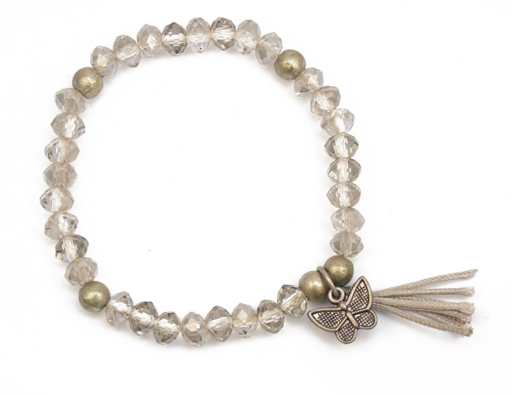 Bracelet perles cristal et breloque papillon